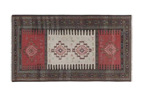 Vintage Turkish Soumac Kilim Rug 3'6'' x 6'1''