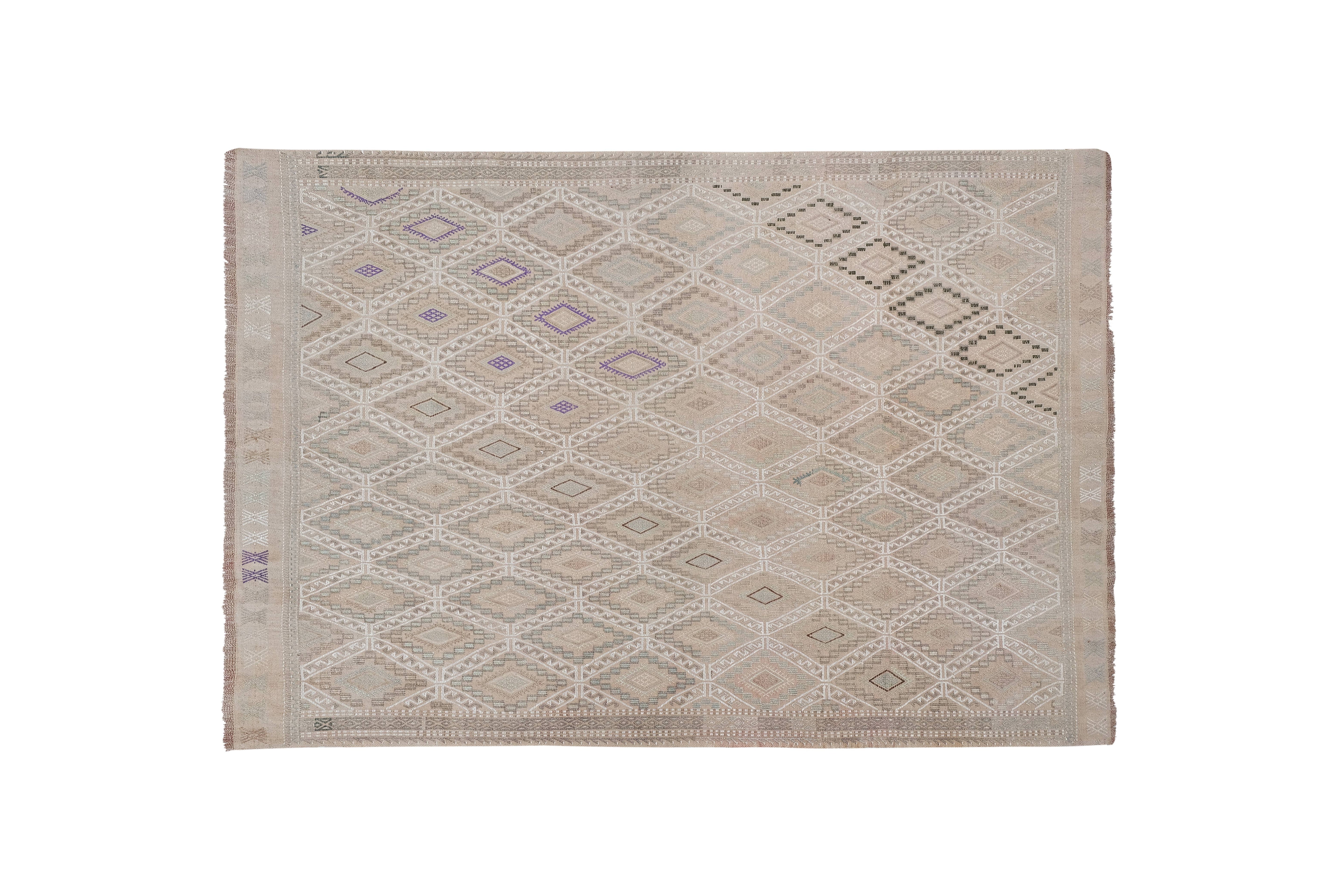 Vintage Turkish Kilim Rug 5'2'' x 7'5''