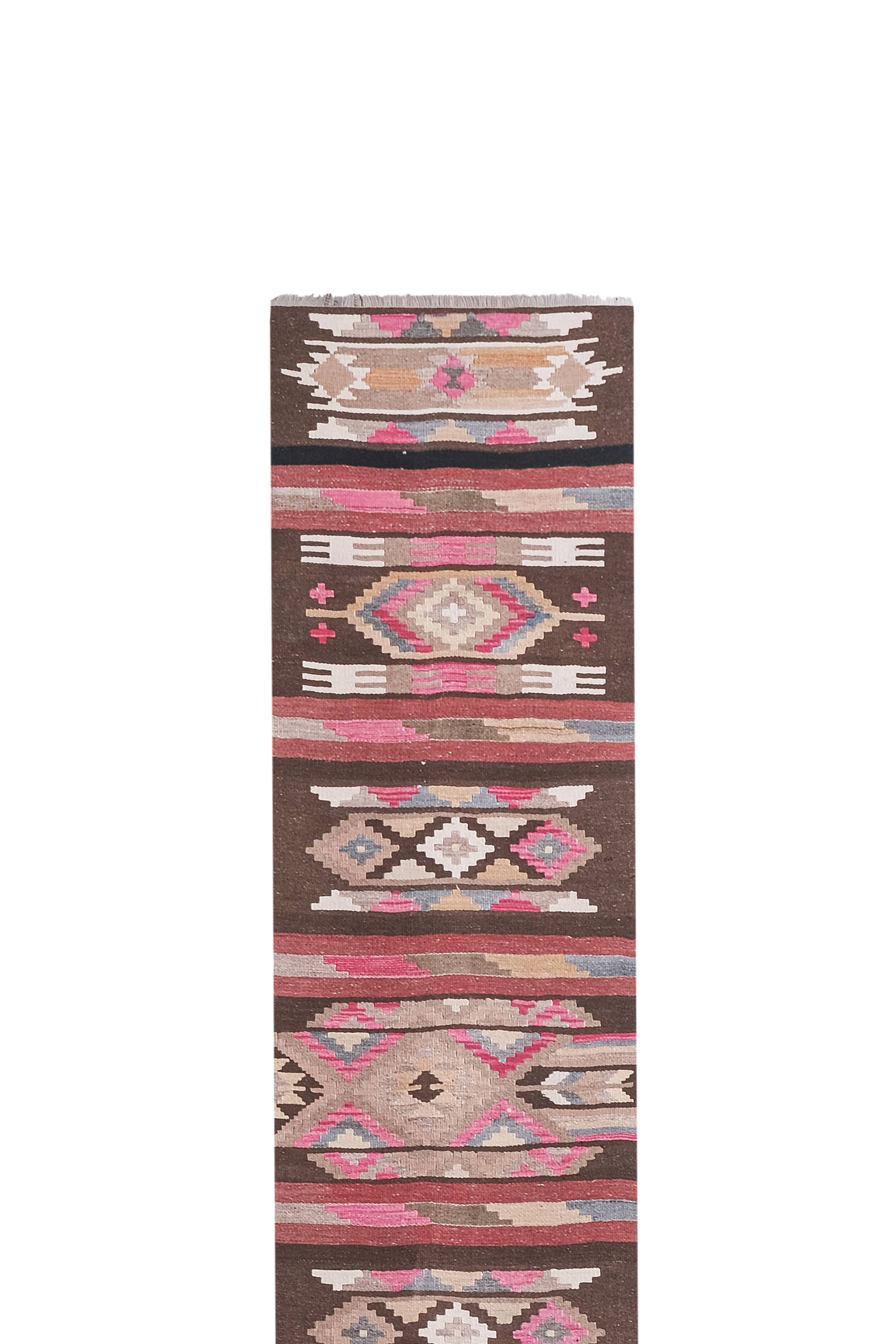 Vintage Turkish Kilim Runner 2'6'' x 20'6''