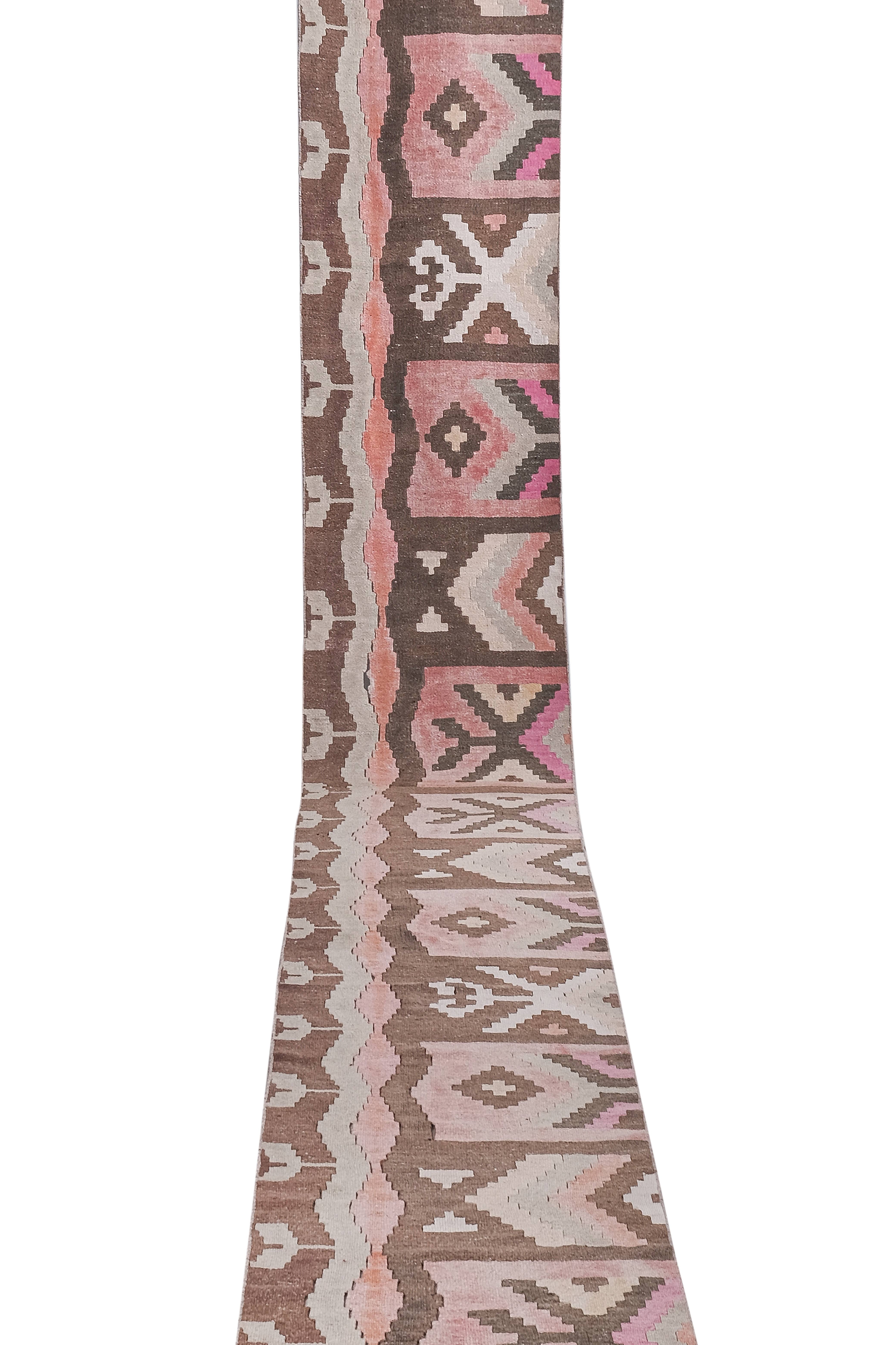 Vintage Turkish Kilim Runner 2'5'' x 20'8''