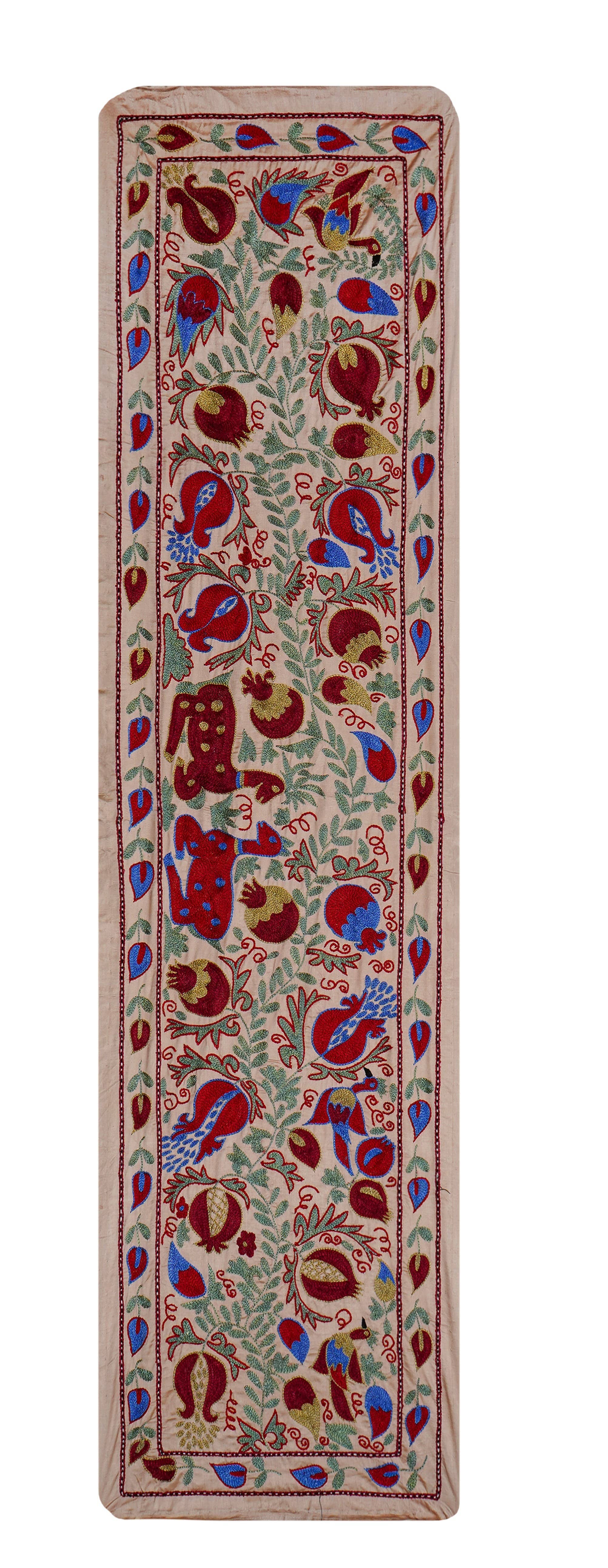 Hand-Embroidered Suzani Table Runner 1'9'' x 6'2''