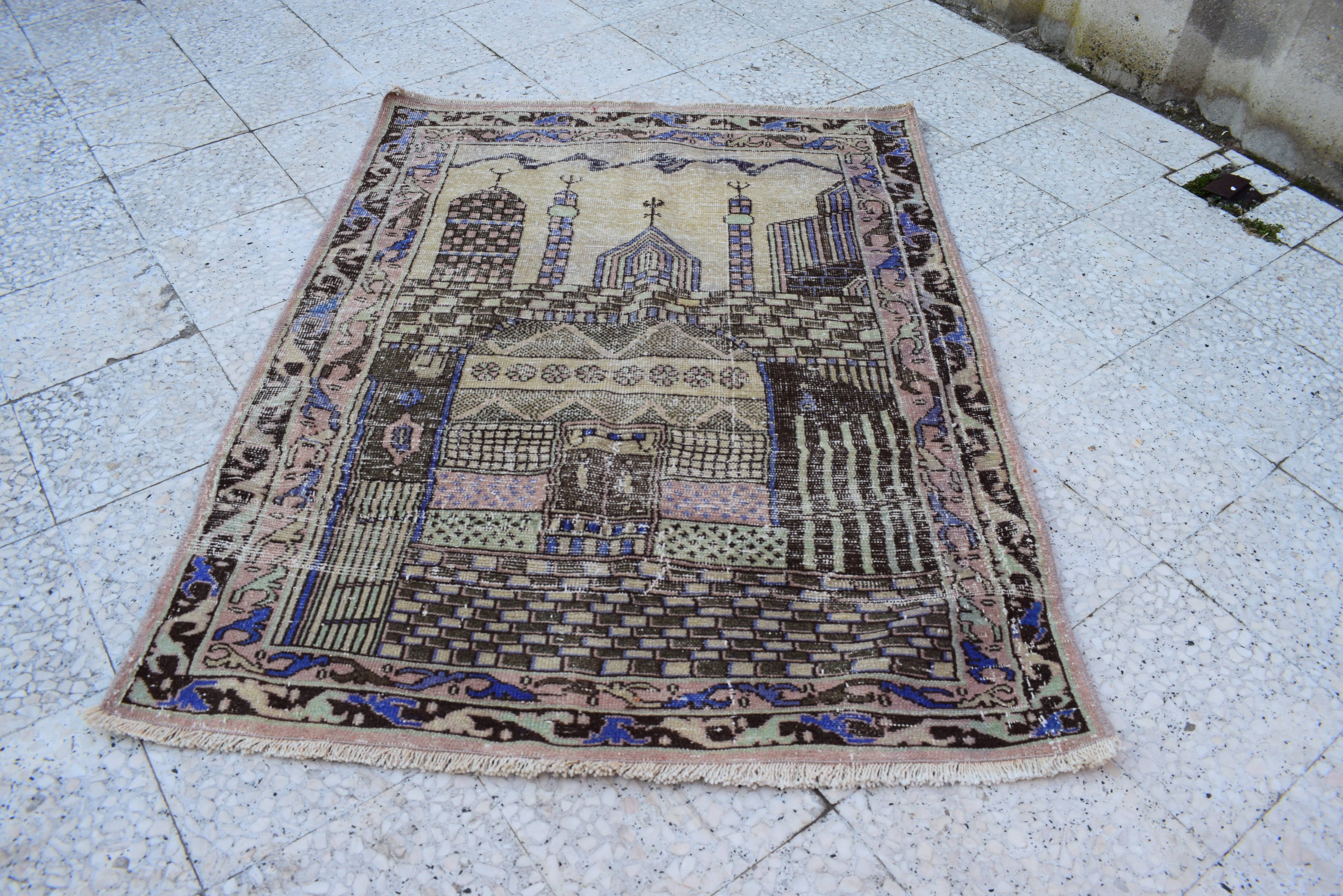 Vintage Turkish Rug 42'' x 59''