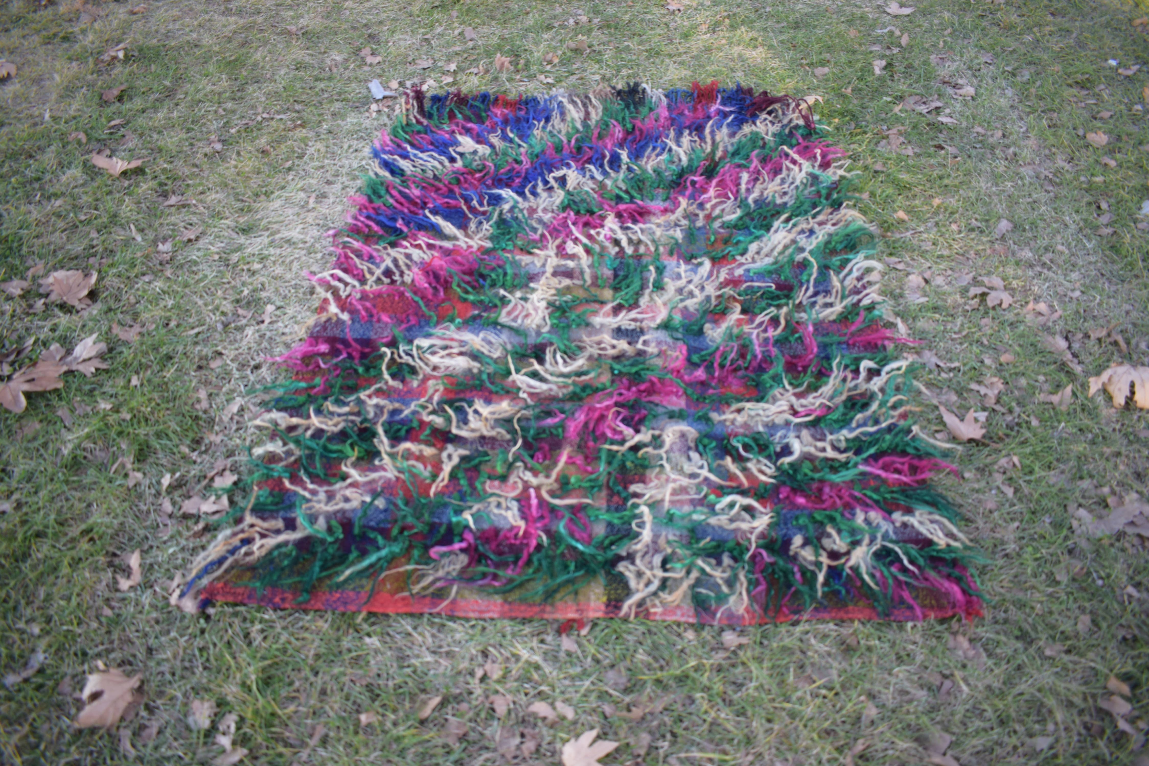 Vintage Turkish Shaggy Tulu Rug 41'' x 57''