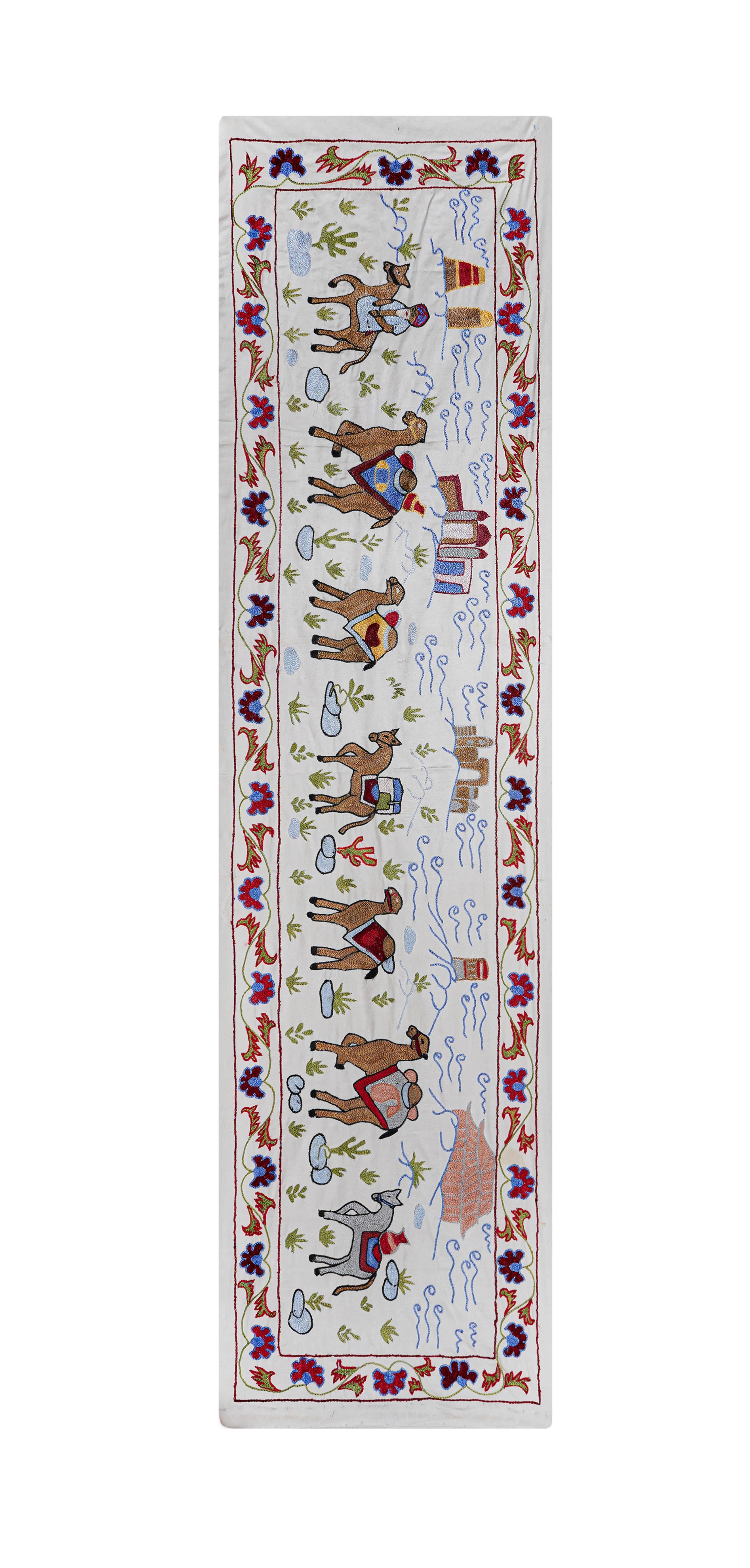 Hand-Embroidered Suzani Table Runner 1'8'' x 6'3''