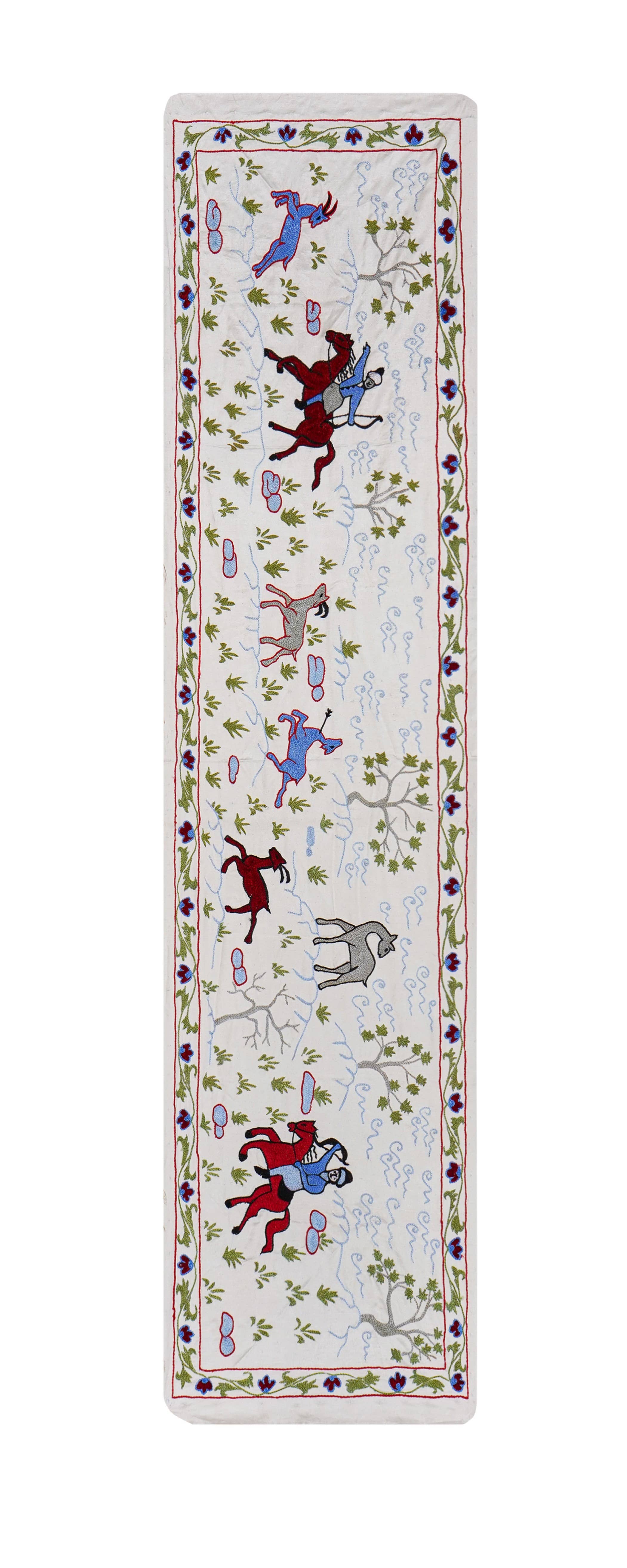 Horse Silk Suzani Wall Hanging & Bedspread 1'8'' x 6'1''
