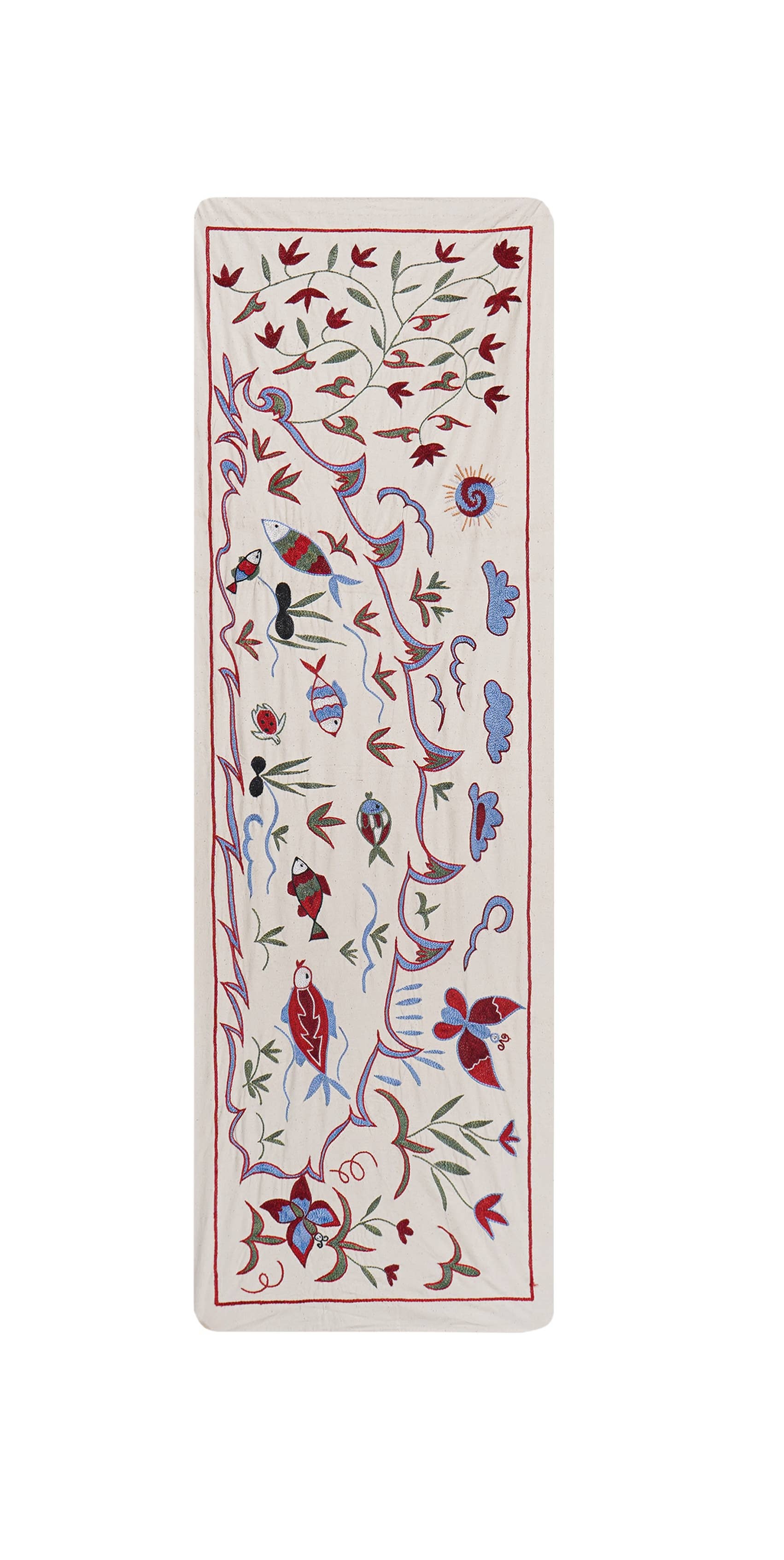 Fish Suzani Wall Hanging & Tablecloth | 20'' x 58''