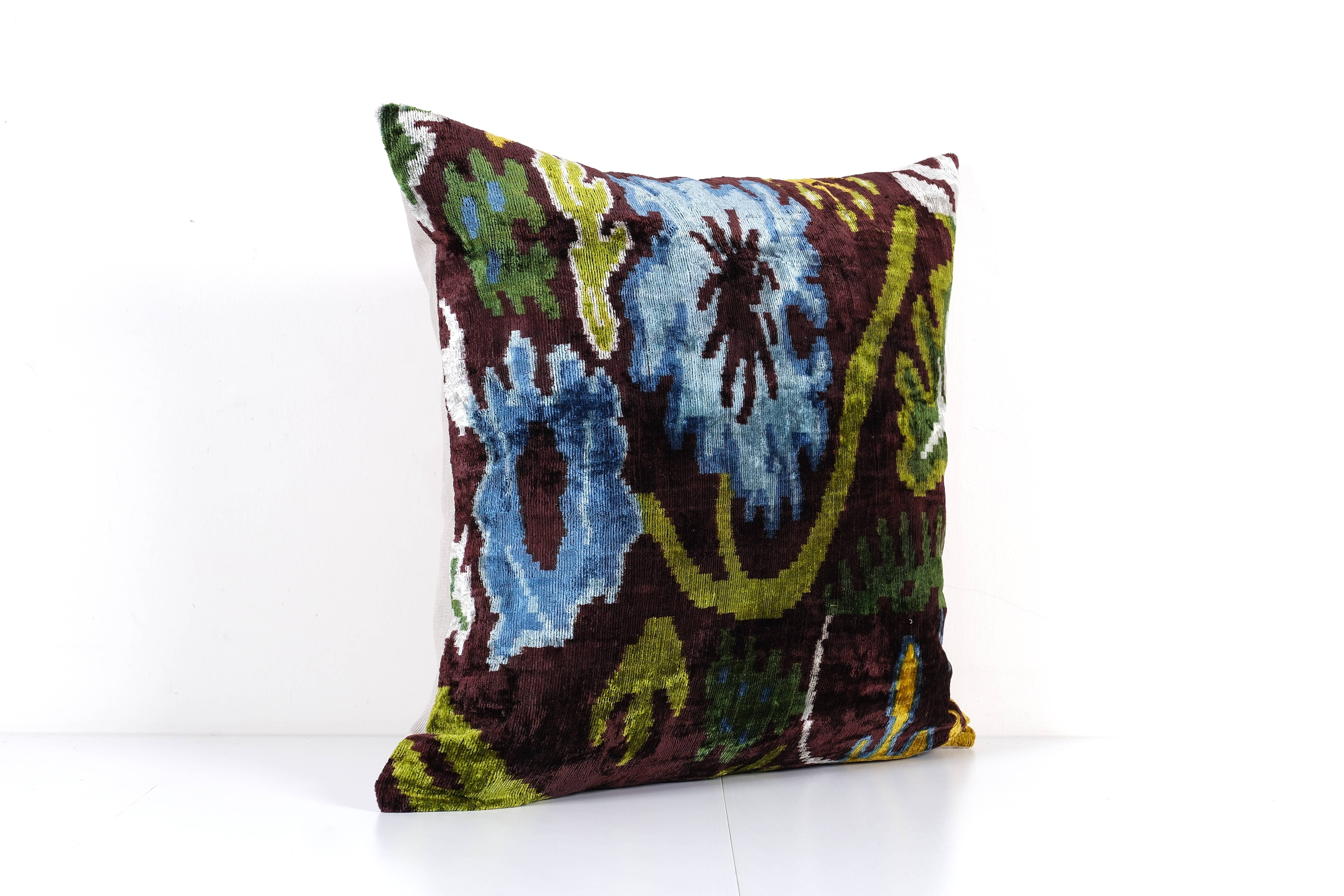 Silk Ikat Velvet Pillow Cover | 24'' x 24''