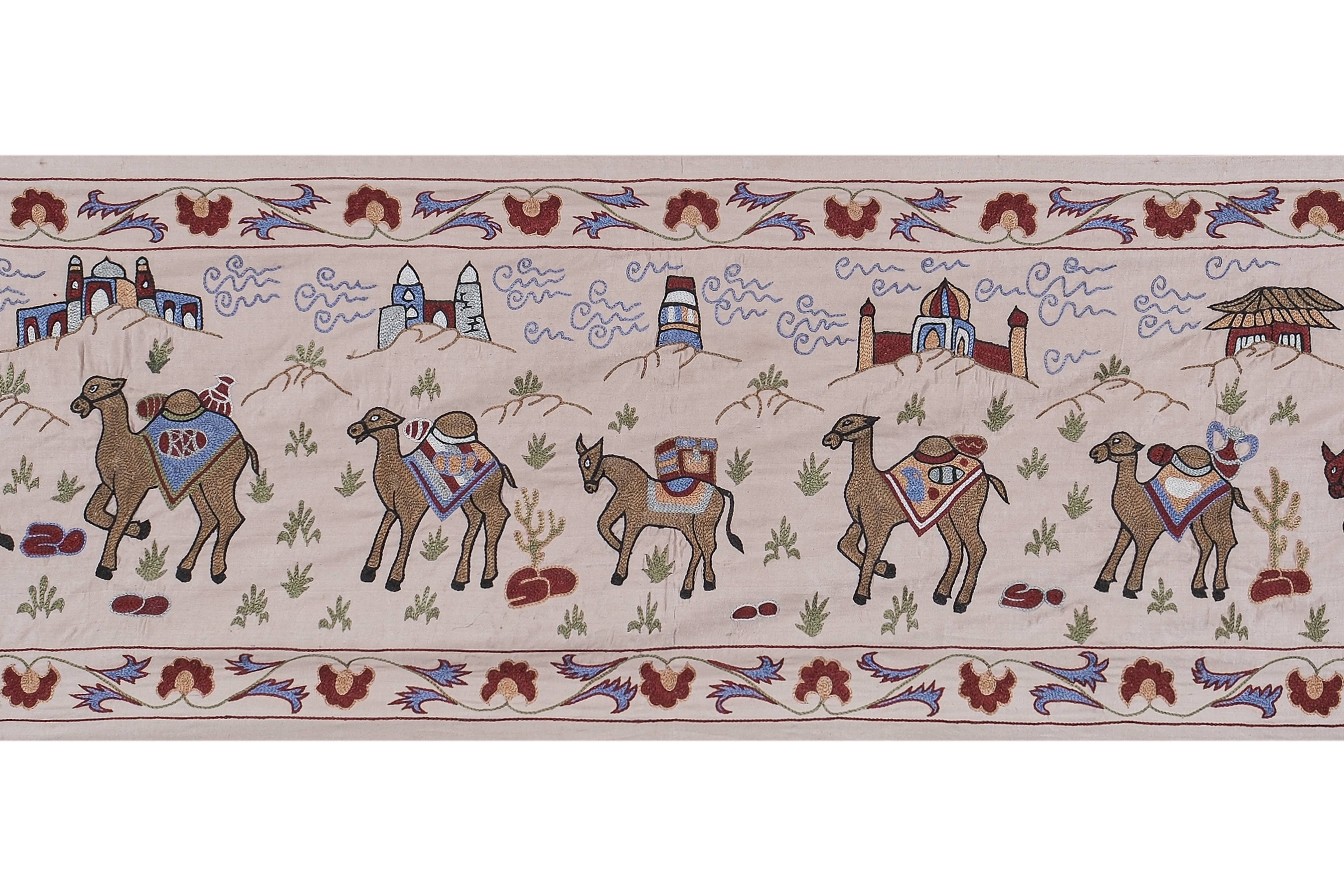 Hand-Embroidered Suzani Table Runner 1'9'' x 6'3''