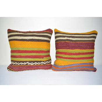 16" X 16" Pair Lumbar Kilim Pillow Cover