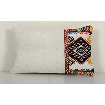 12" x 18" Bohemian Bedding Oushak Rug Pillow Cover, Long Turkish Lumbar Pillow