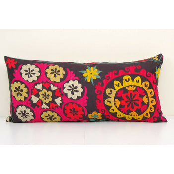 14" x 34" Suzani Bedding Cushion Cover, Tribal House Decor- Embroidery Handmade