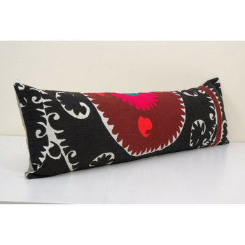 14'' x 41'' Oversize Suzani Bench Pillow Case Made from a 19th Century Suzani