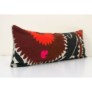 12" x 32"  Faded Suzani Pillow Case Made from a 19th Century Suzani Cover