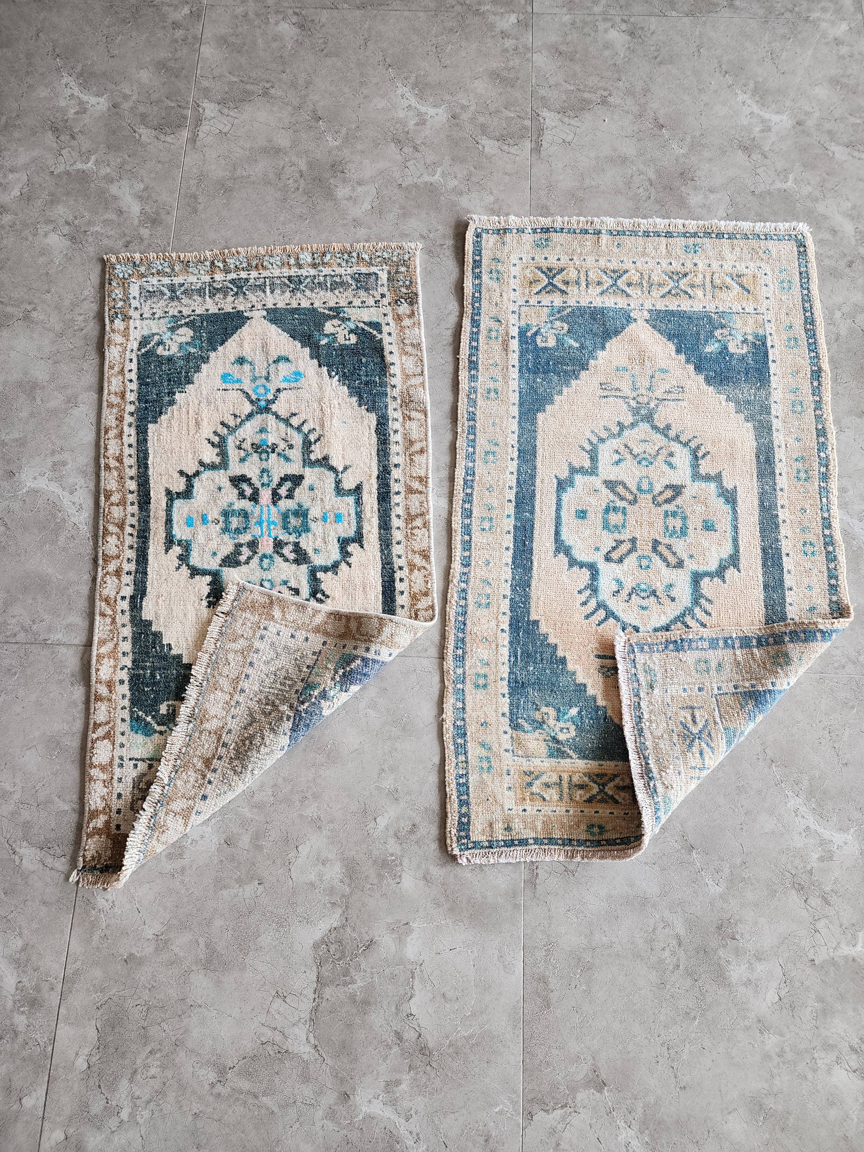 Vintage Turkish Yastik Rugs Set of 2 | 20'' x 38''