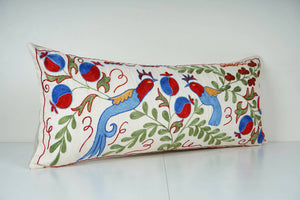 Bird Suzani Bedding Pillow Cover | 16'' x 35''