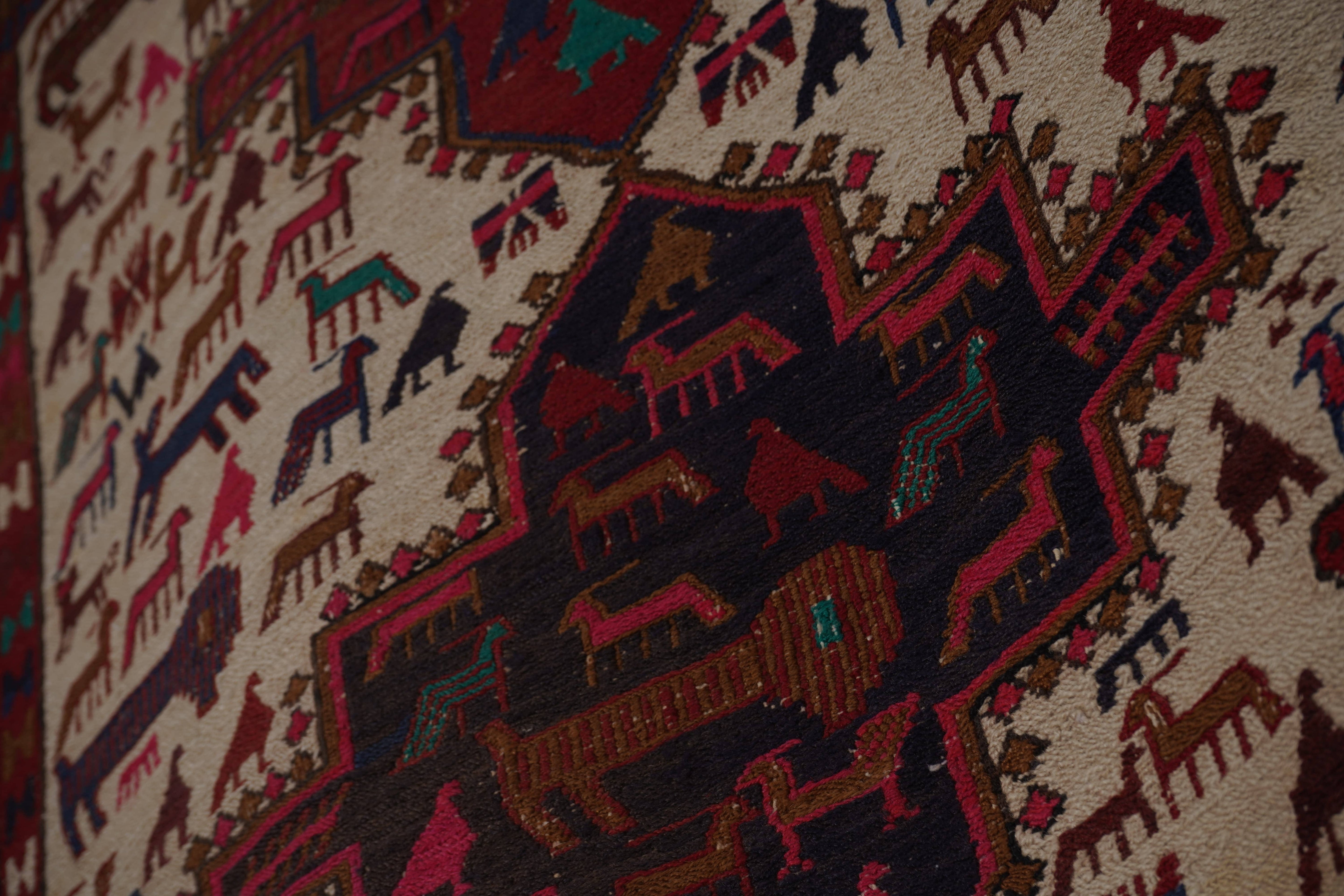 Vintage Soumac Kilim Rug 3'5'' x 4'7''