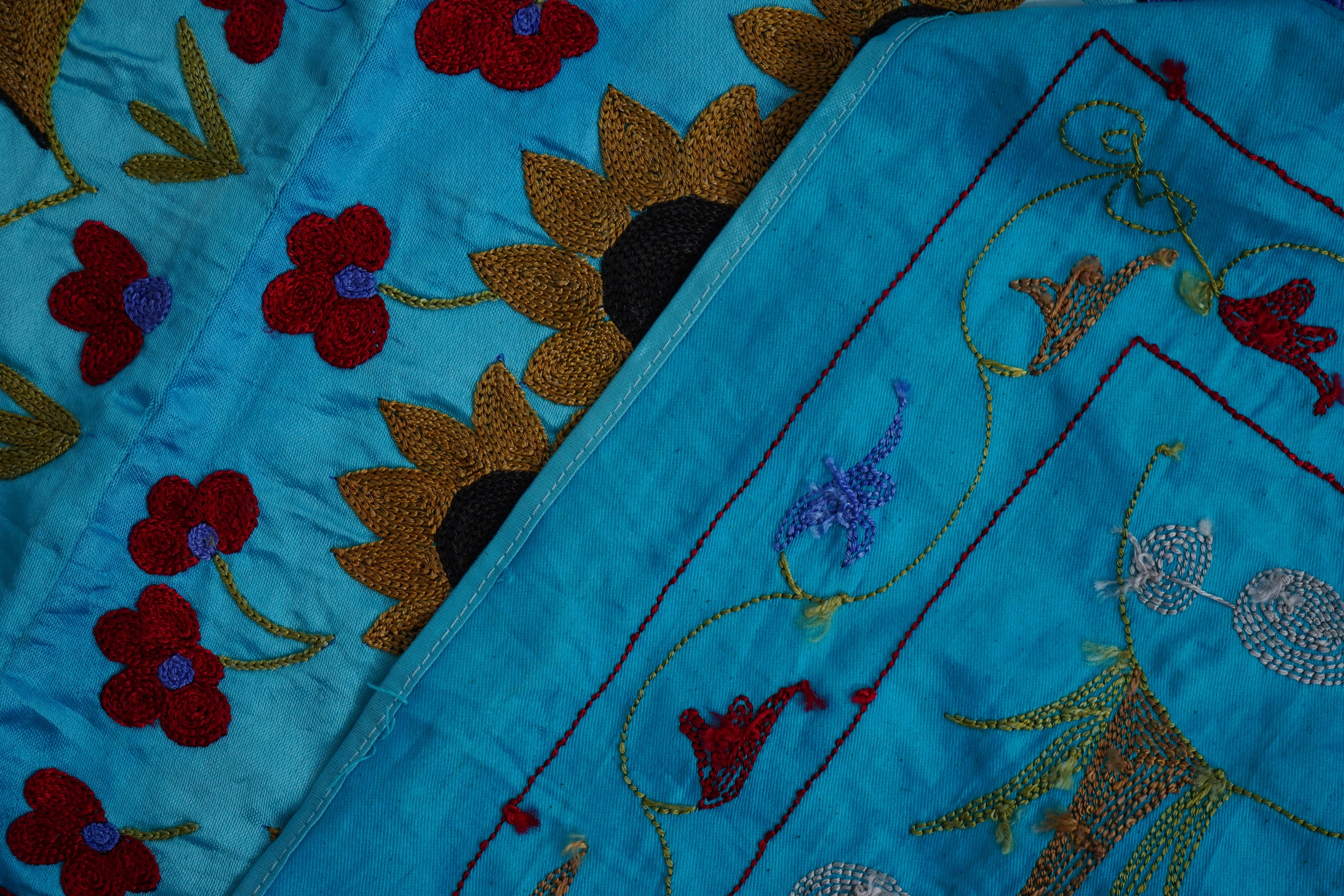 Hand-Embroidered Suzani Wall Hanging & Bedspread 3'5'' x 6'3''