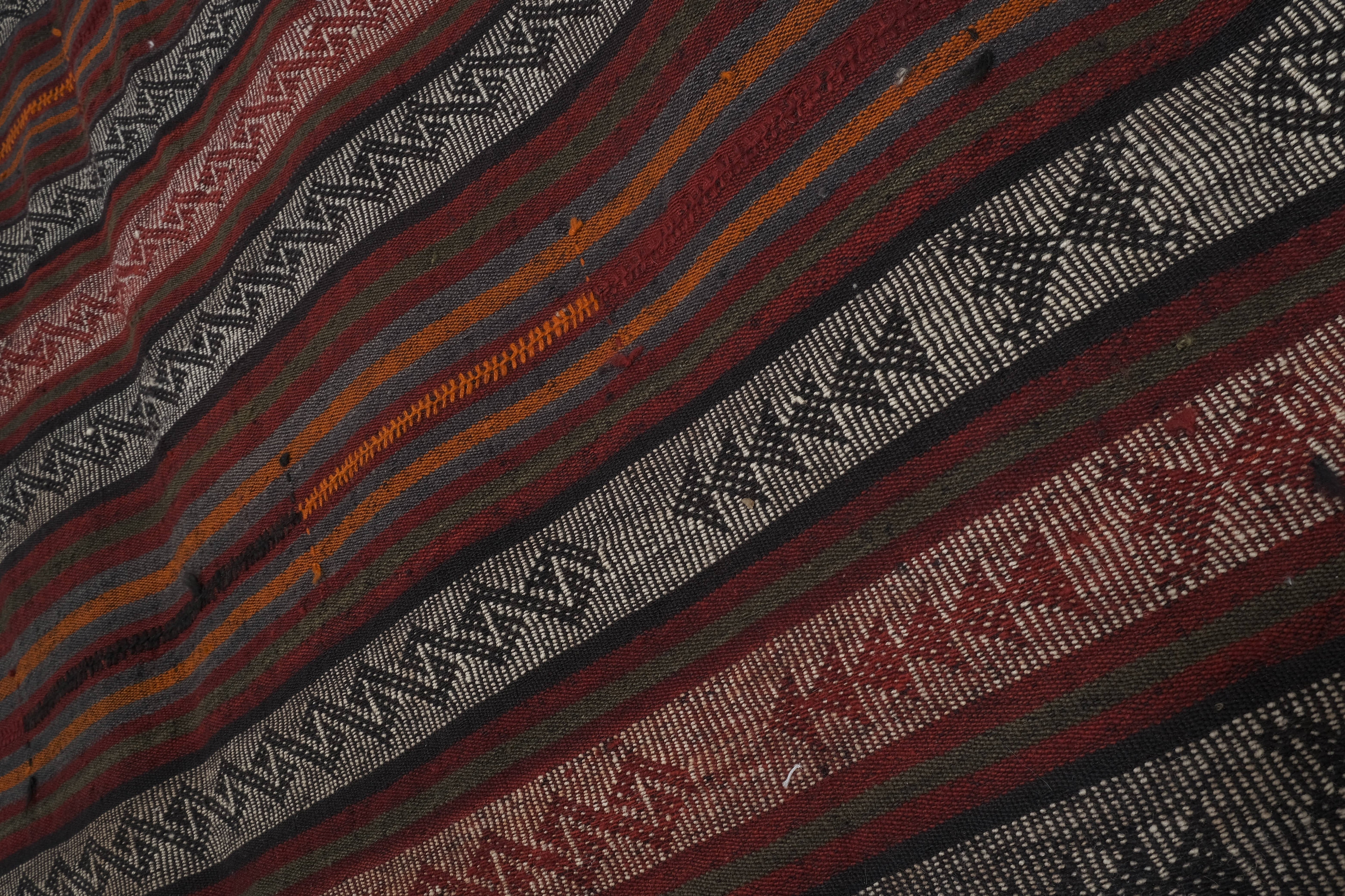 Vintage Turkish Kilim Rug 4'4'' x 13'
