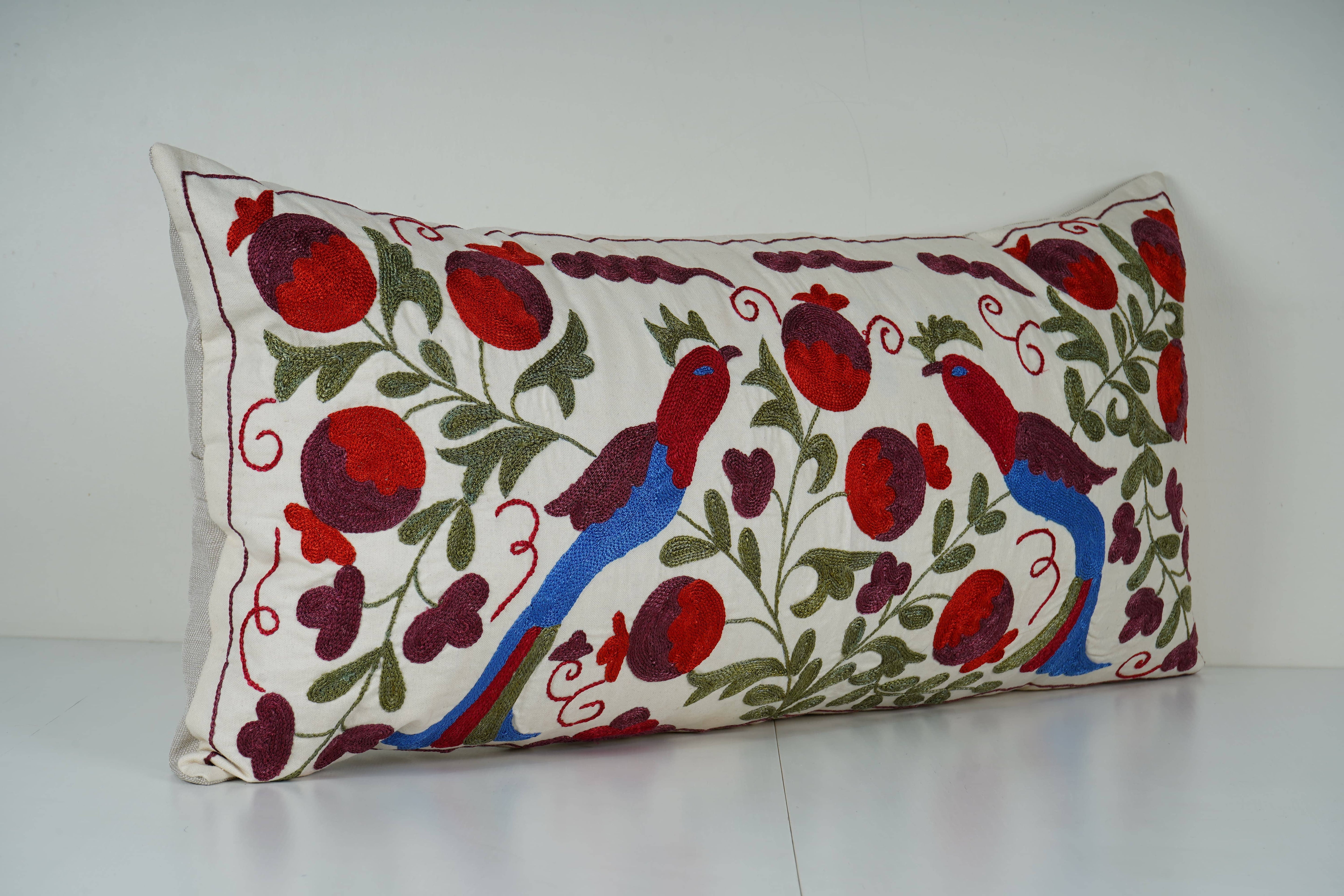 Bird Suzani Bedding Pillow Cover | 17'' x 33''