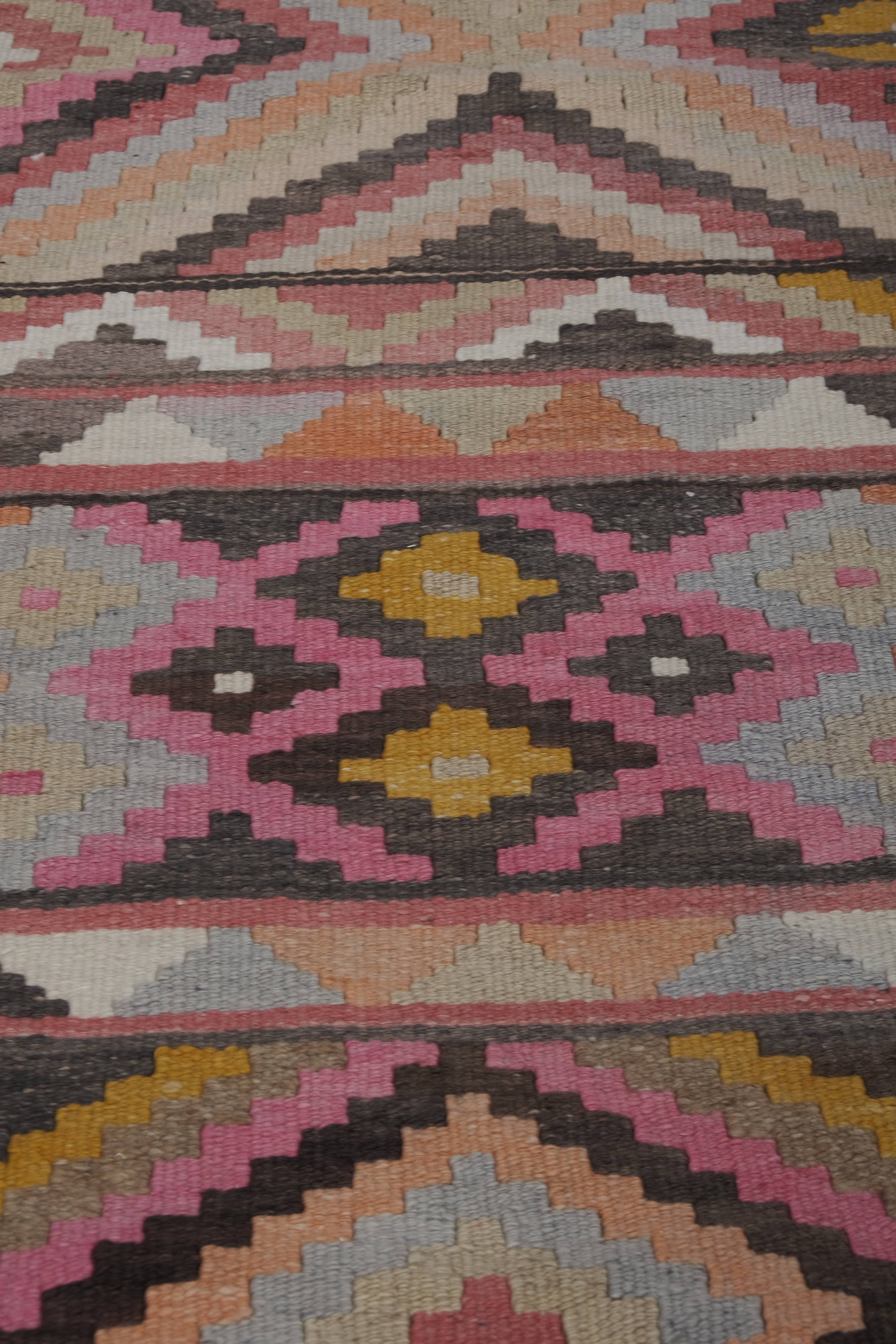 Vintage Turkish Kilim Runner 2'5'' x 20'4''
