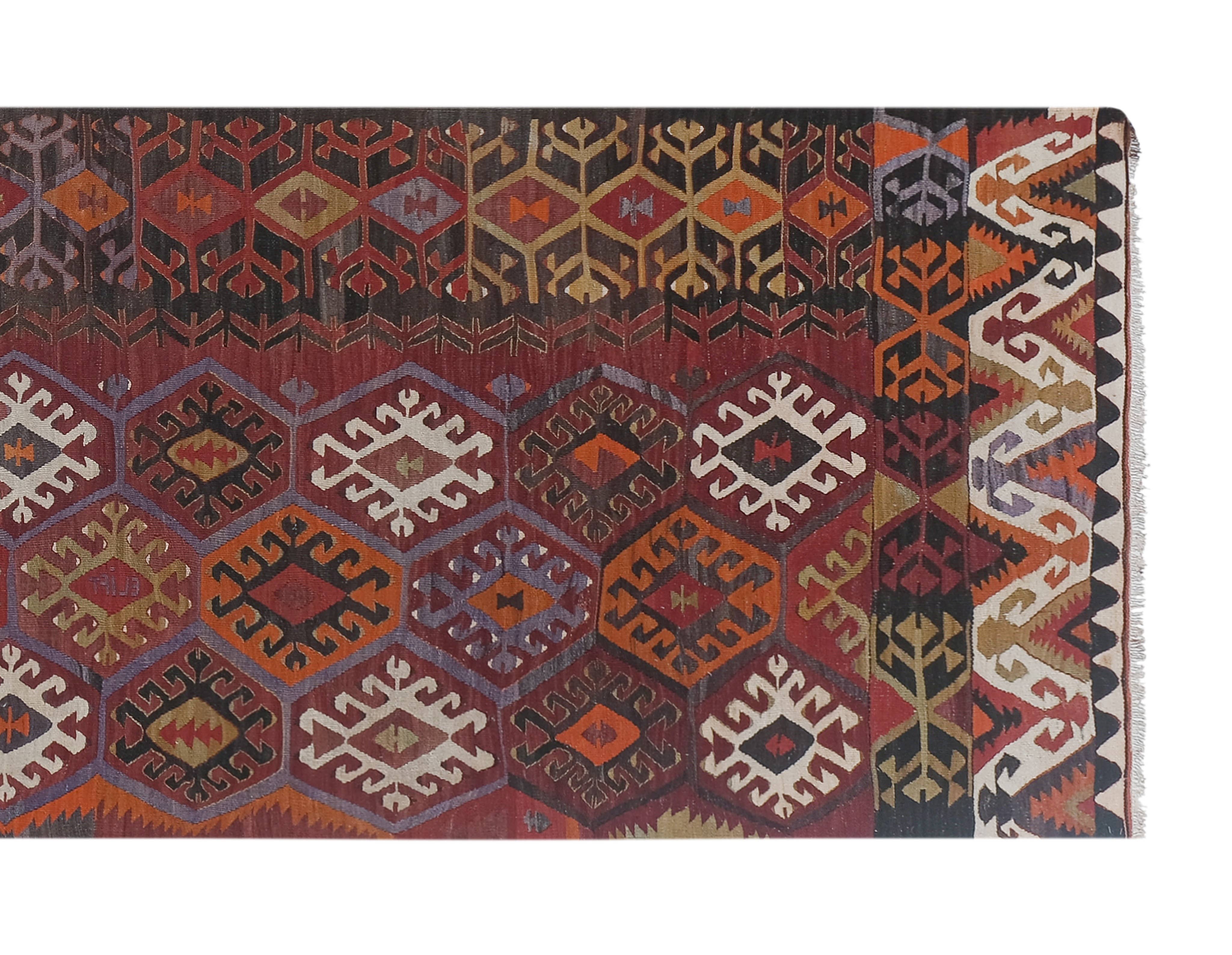 Vintage Turkish Kilim Runner 3'9'' x 12'4''