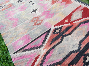 Vintage Turkish Kilim Runner 2'7'' x 10'7''