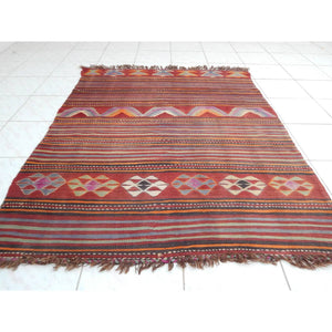 Vintage Turkish Kilim Rug 4'6'' x 5'6''