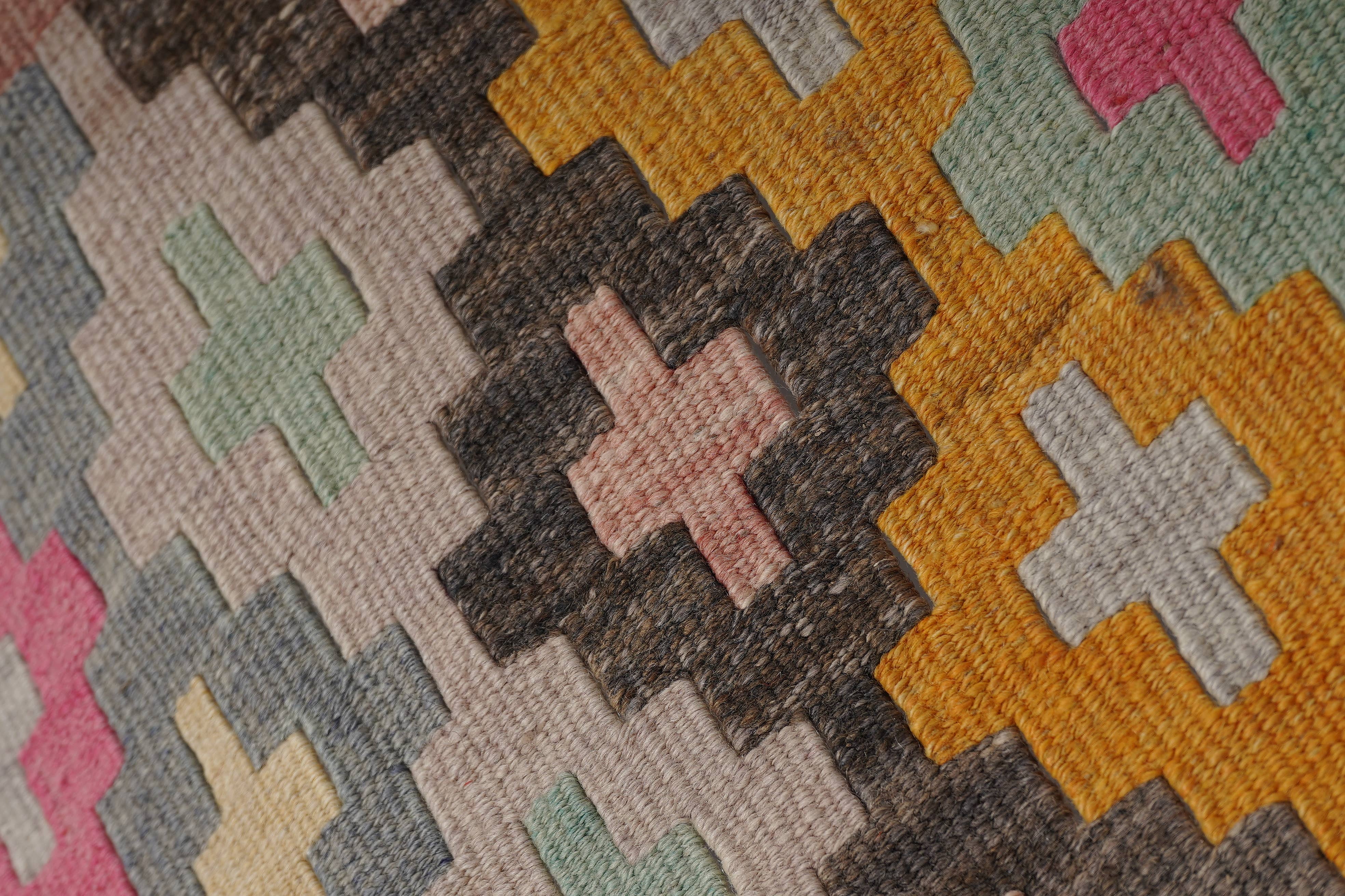 Vintage Turkish Kilim Runner 2'4'' x 12'6''