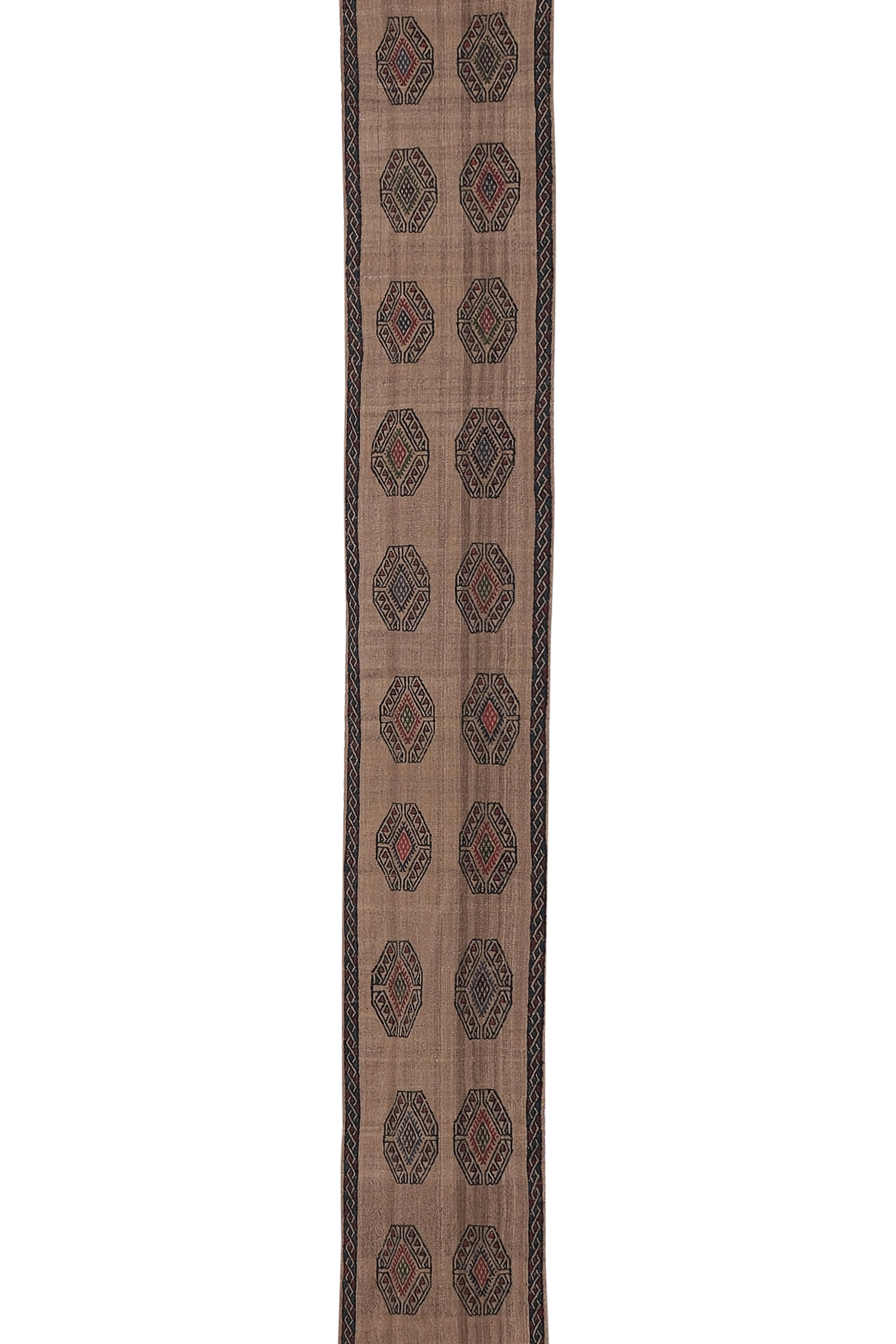 Vintage Turkish Kilim Runner 1'4'' x 13'1''