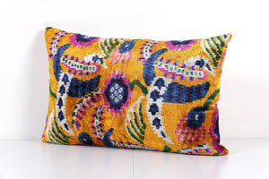 Silk Ikat Velvet Pillow Cover | 16'' x 24''