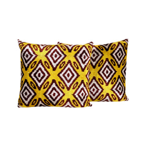 Silk Ikat Velvet Pillow Cover Set of 2 | 23'' x 26''