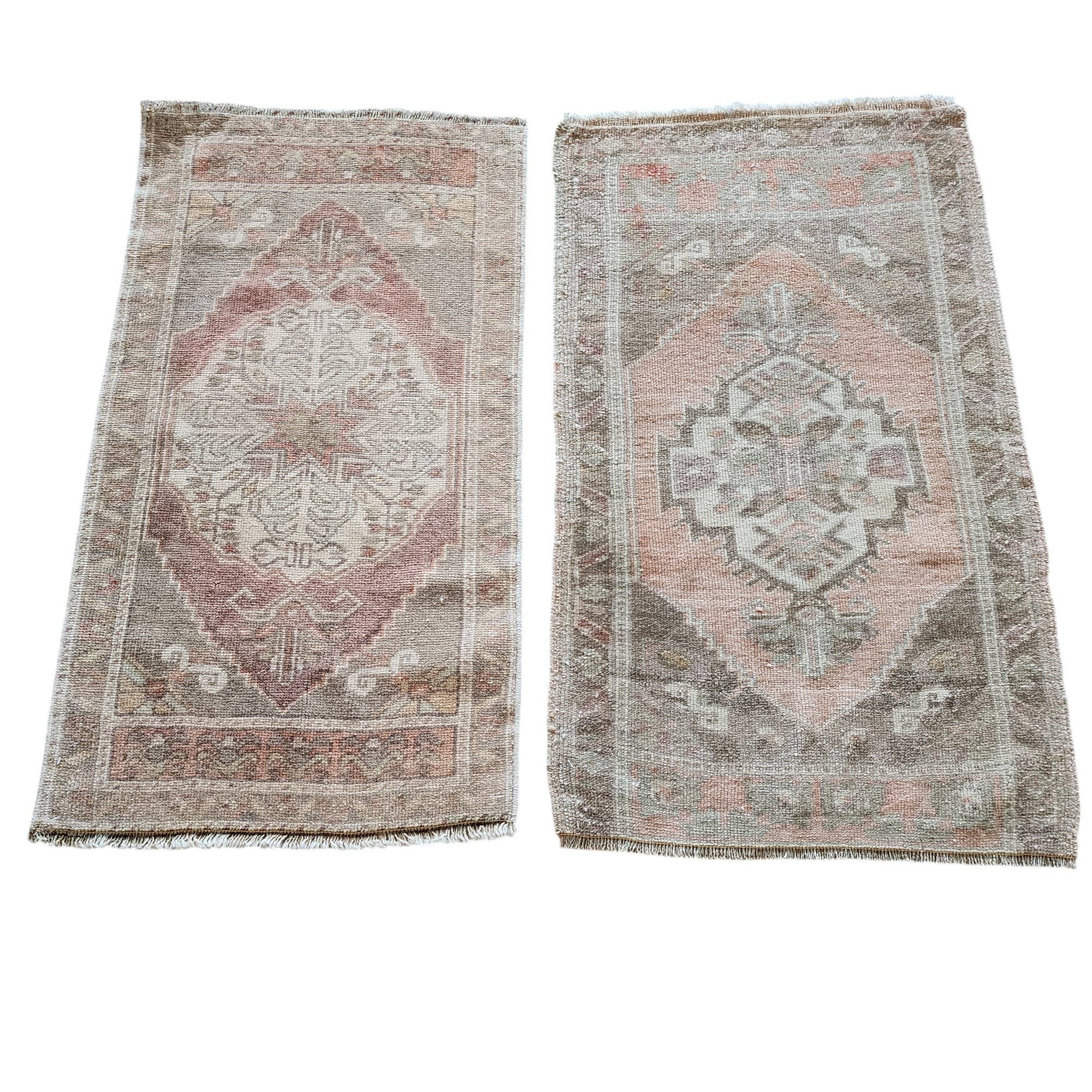 Vintage Turkish Yastik Rugs Set of 2 | 21'' x 38''