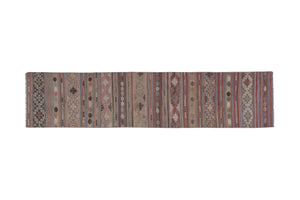 Vintage Turkish Kilim Runner 2'6'' x 10'8''