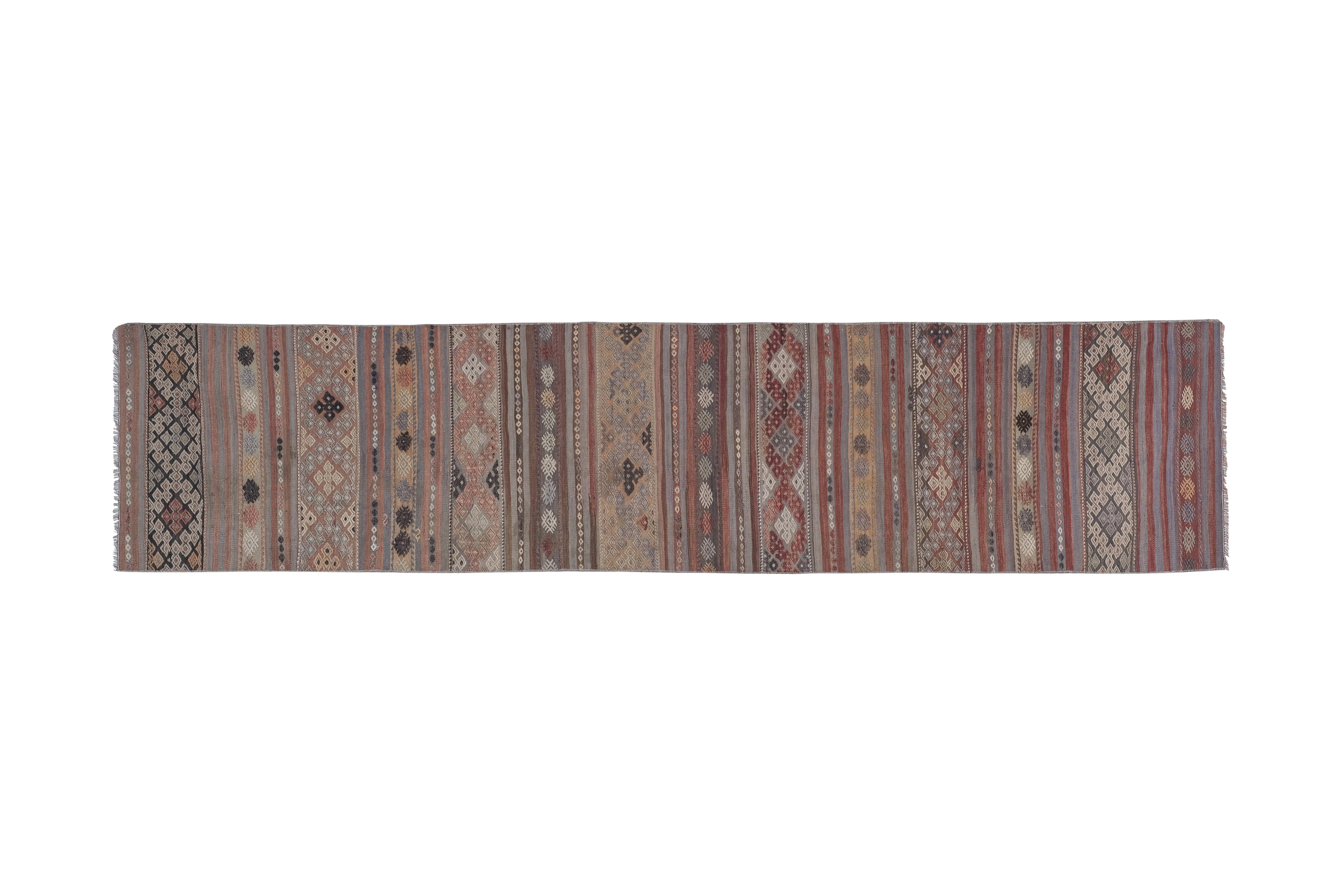 Vintage Turkish Kilim Runner 2'6'' x 10'8''