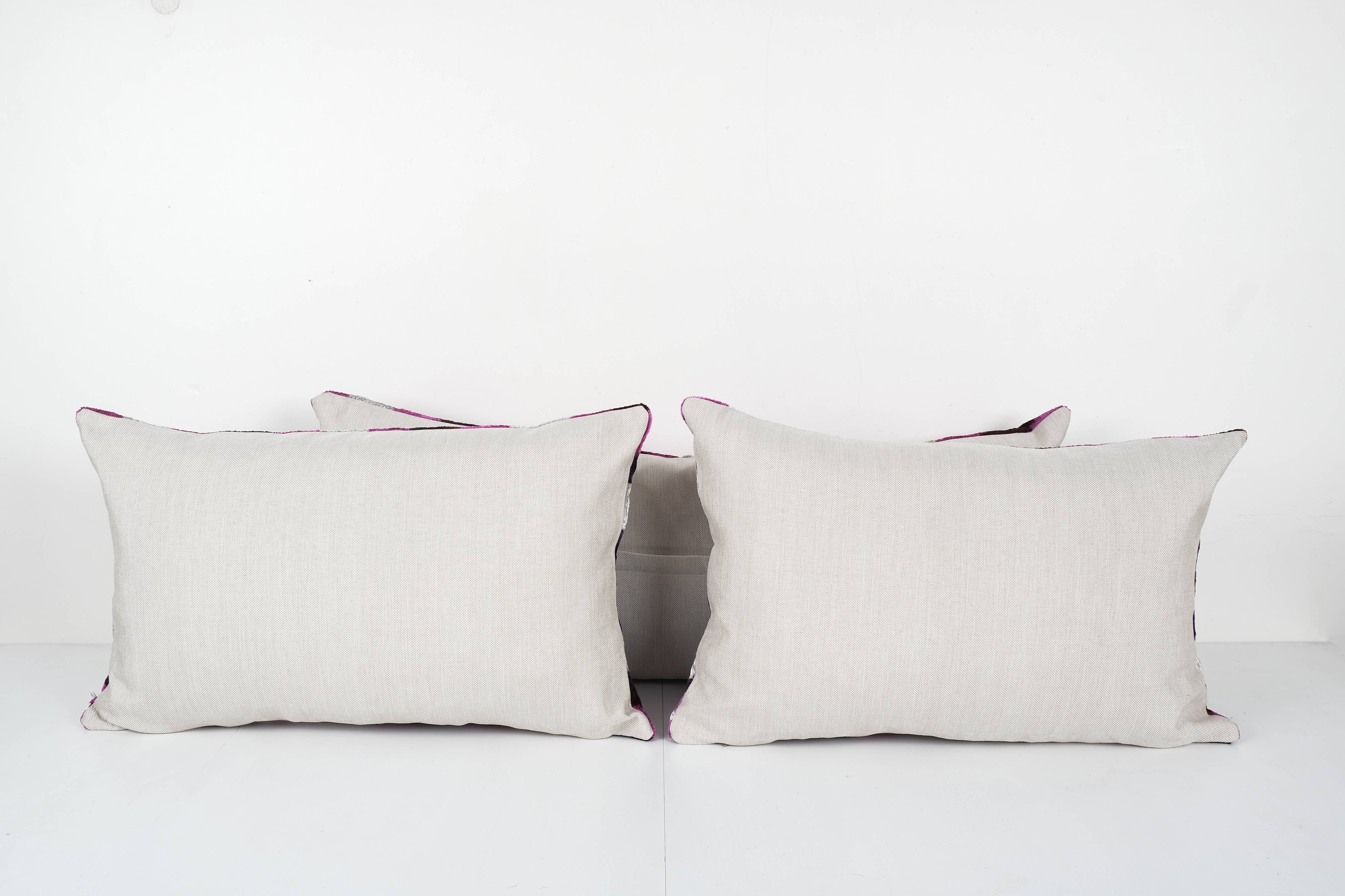 Silk Ikat Velvet Pillow Cover Set of 3 | 16'' x 24''