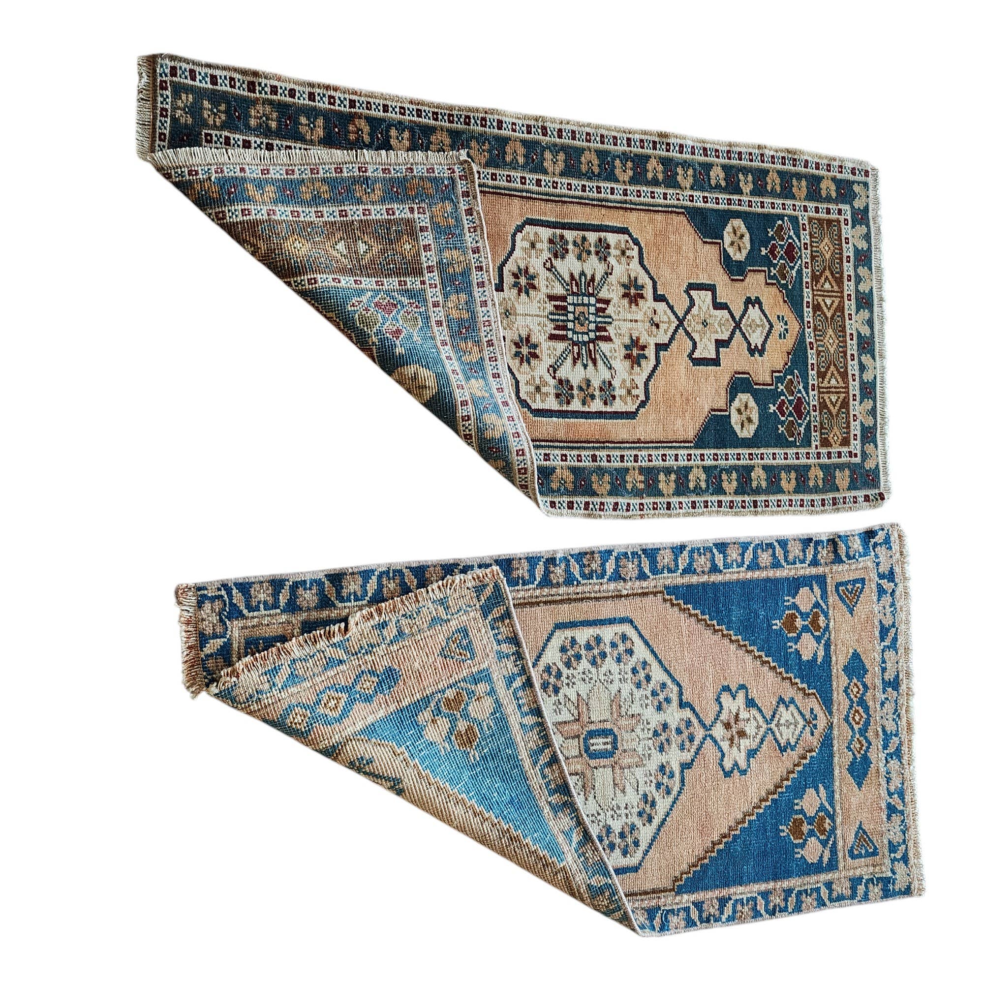 Vintage Turkish Yastik Rugs Set of 2 | 22'' x 42''