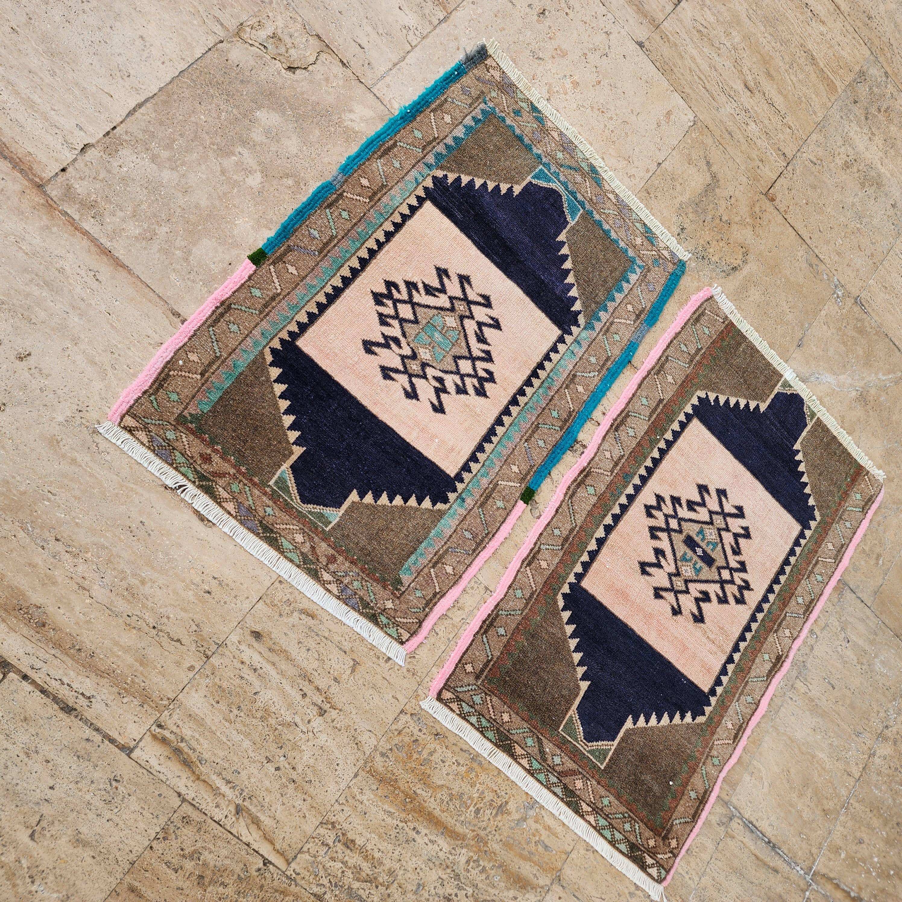 Vintage Turkish Yastik Rugs Set of 2 | 20'' x 32''