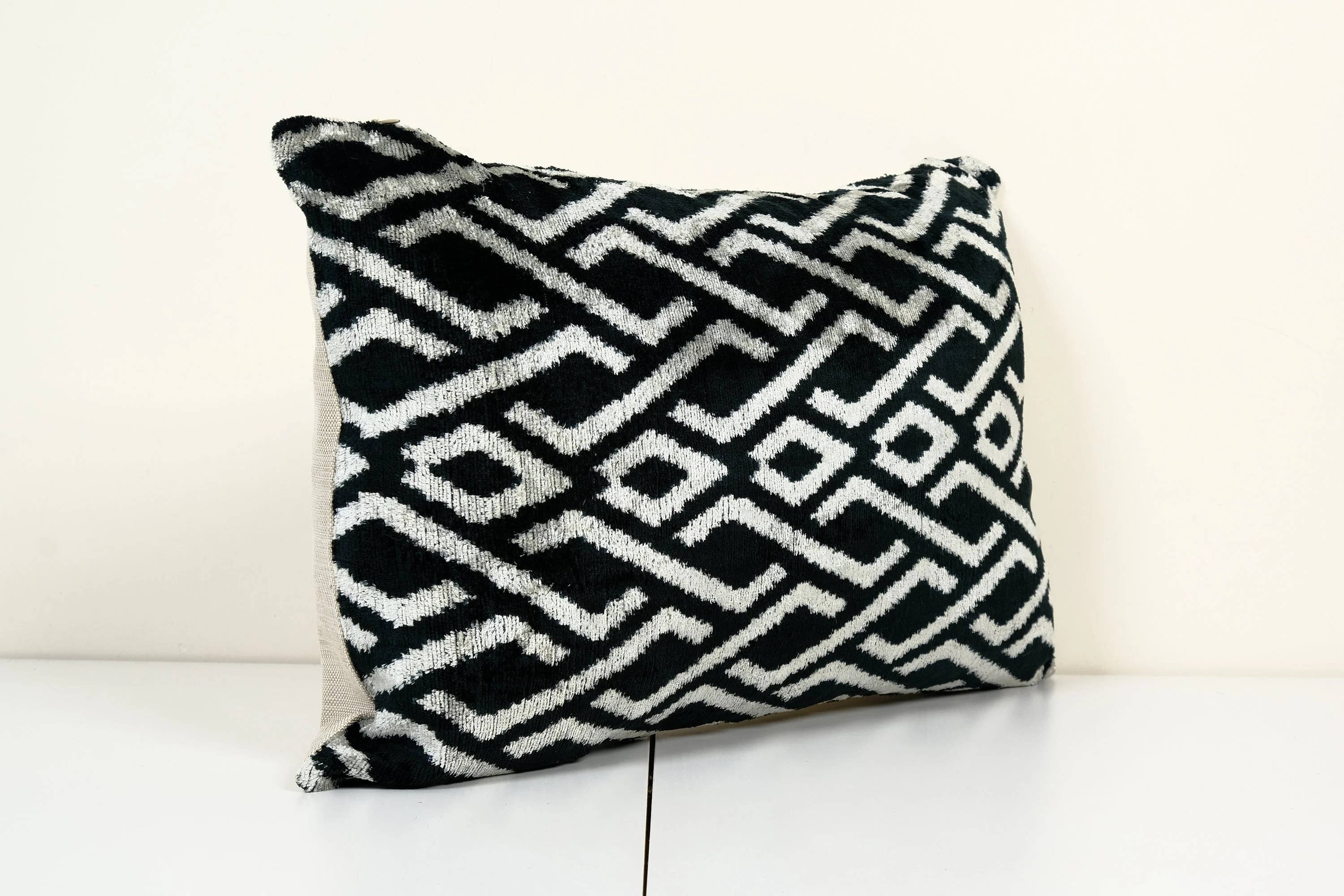 Silk Ikat Velvet Pillow Cover | 16'' x 24''