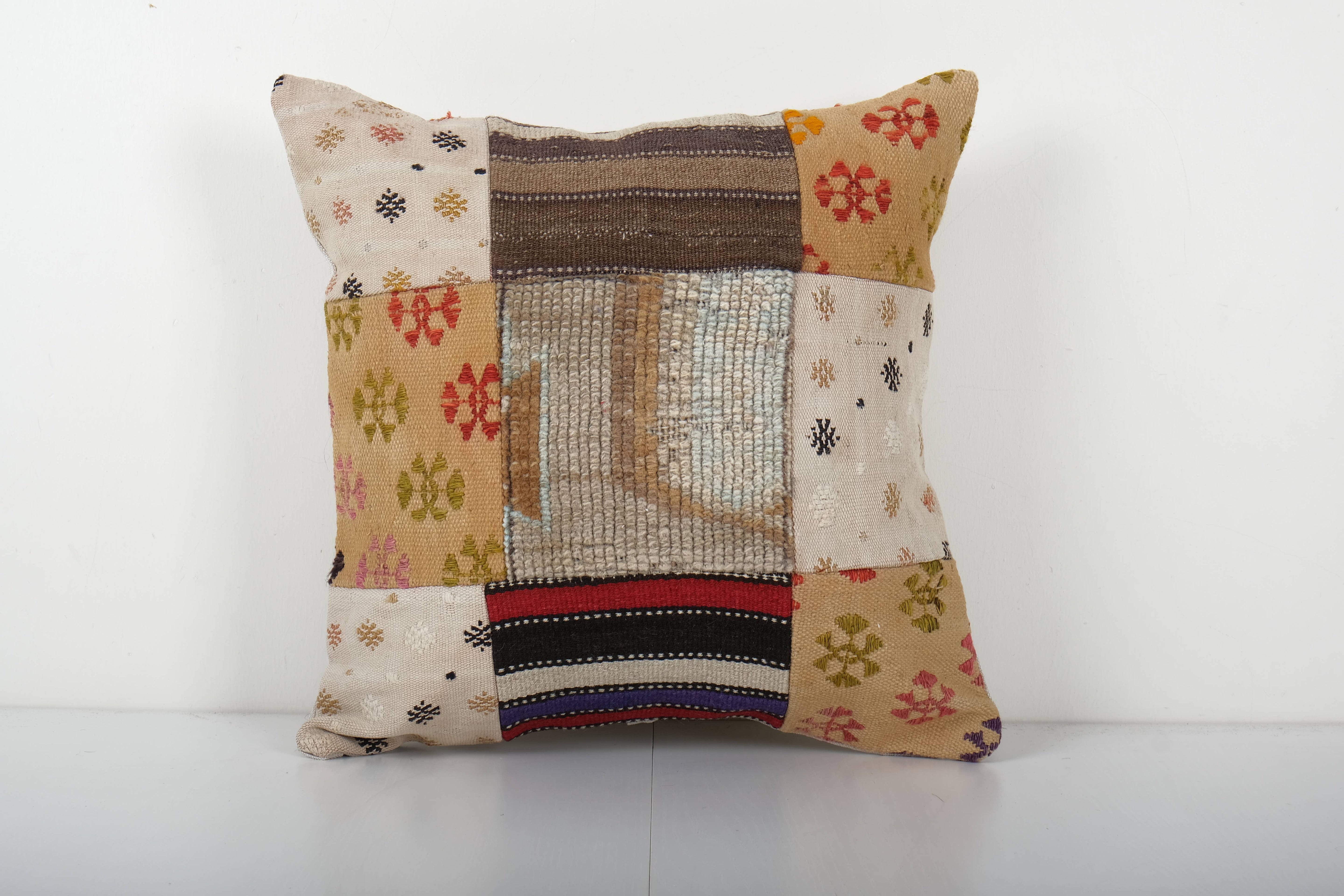 Kilim Patchwork Pillow Cover | 18'' x 18''