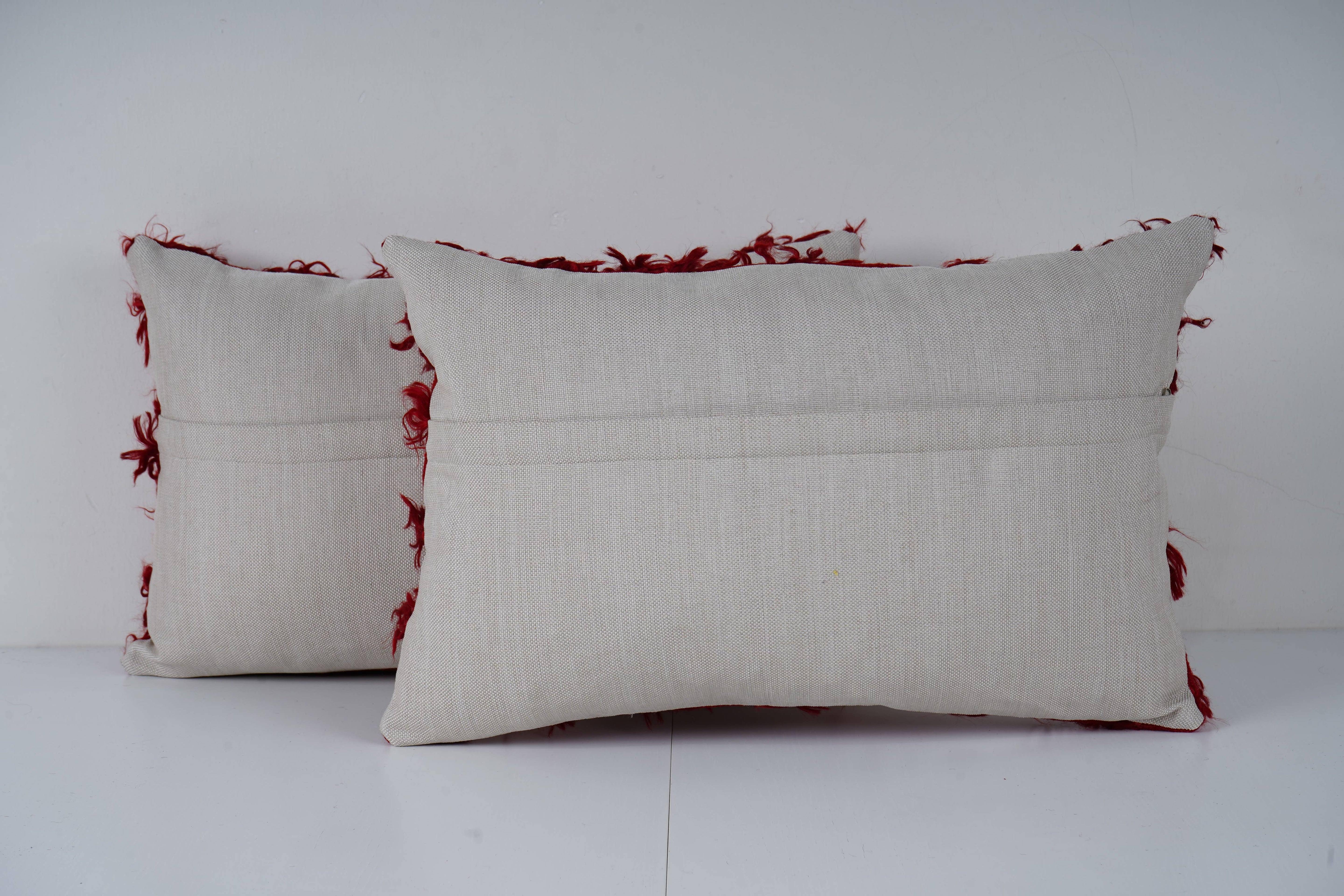 Turkish Shaggy Kilim Pillow Cover Set of 2 | 13'' x 20''