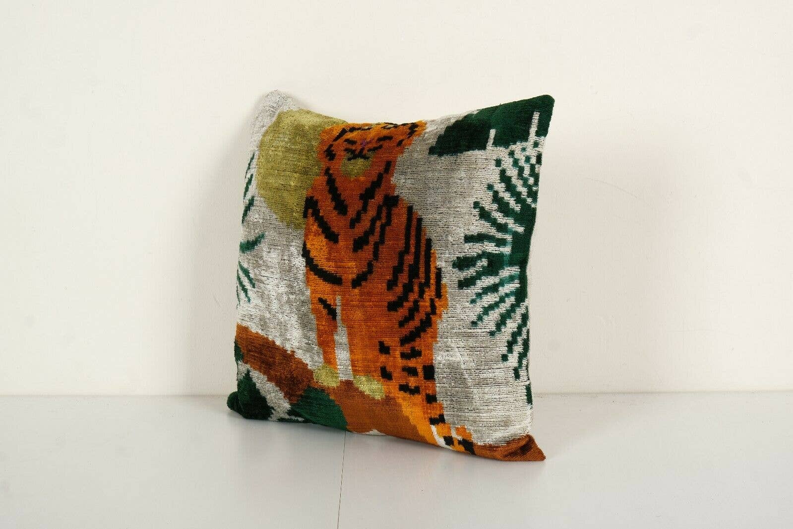 Tiger Silk Ikat Velvet Pillow Cover | 16'' x 16''