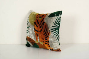 Tiger Silk Ikat Velvet Pillow Cover | 16'' x 16''