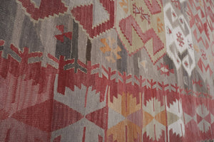 Vintage Turkish Kilim Runner 4'8'' x 13'5''