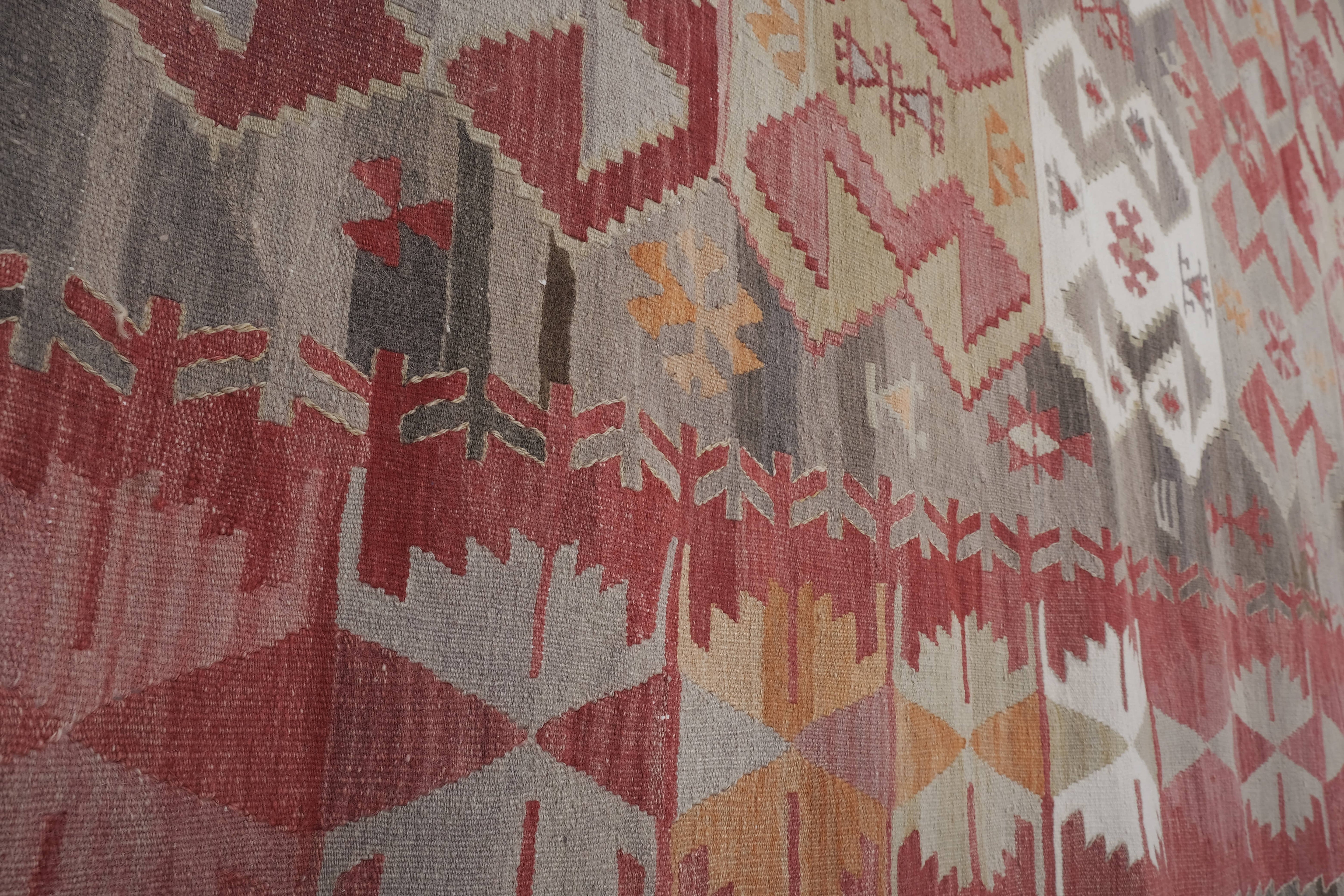 Vintage Turkish Kilim Runner 4'8'' x 13'5''