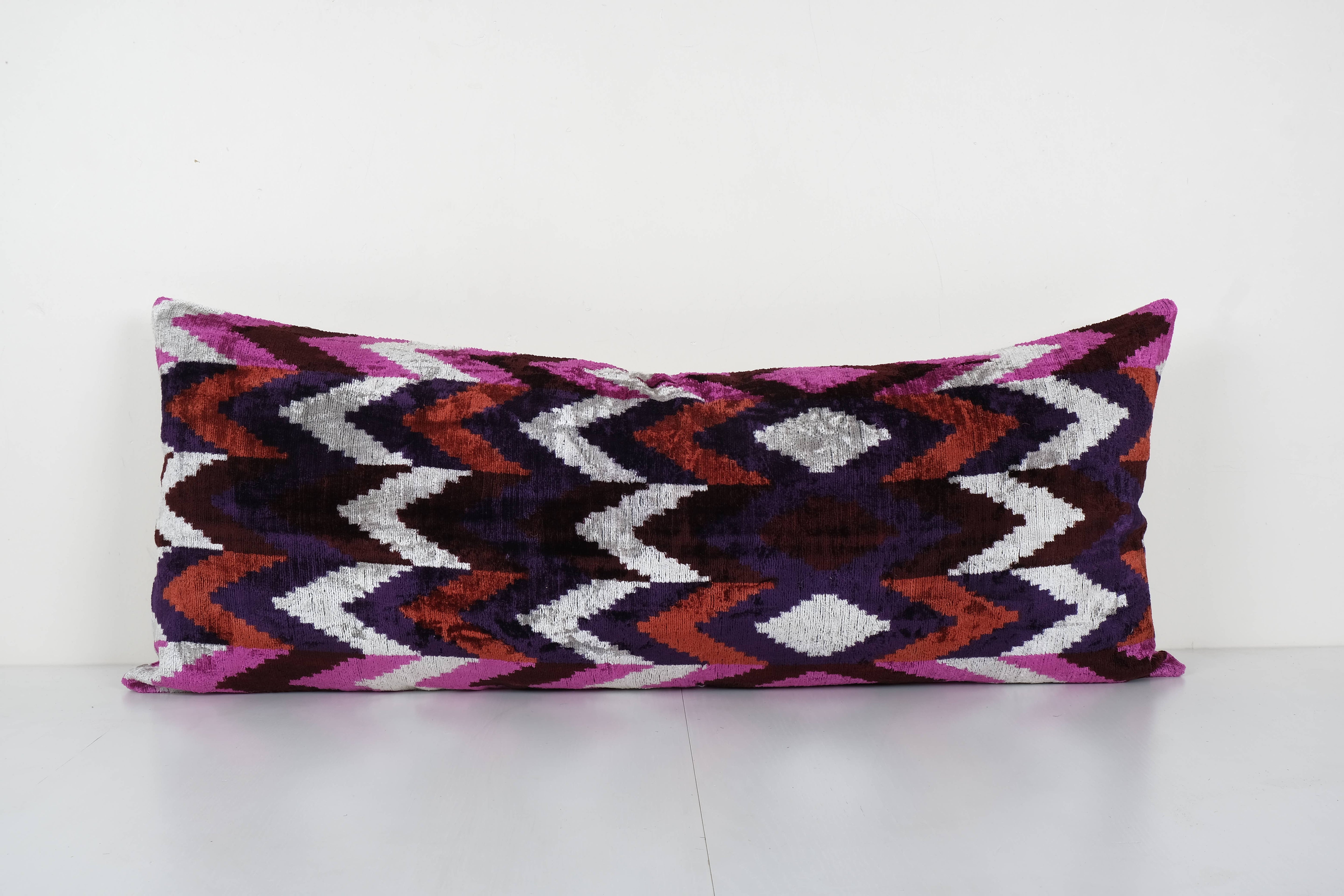 Silk Ikat Velvet Pillow Cover Set of 3 | 16'' x 24''