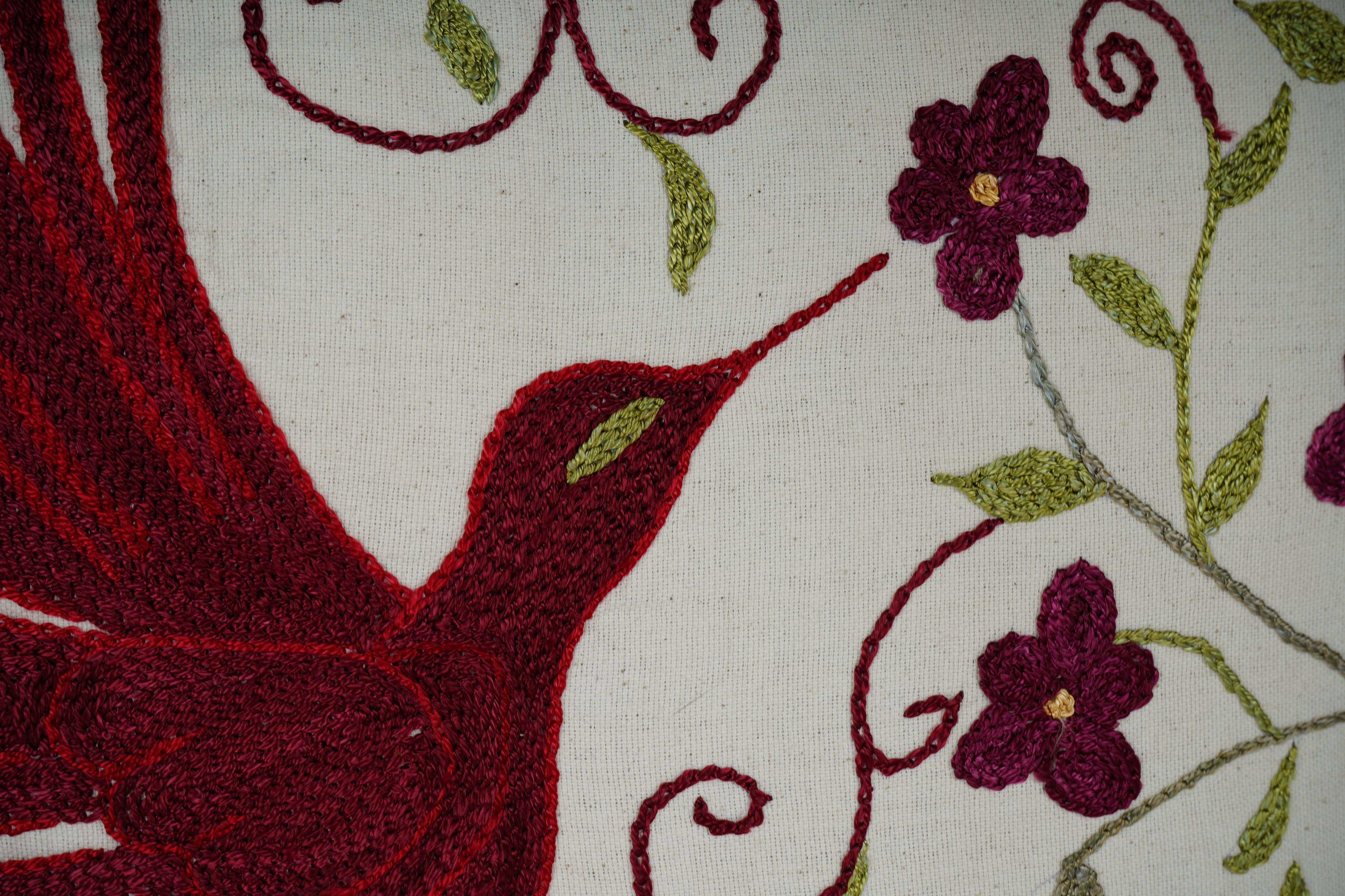 Bird Suzani Pillow Cover | 19'' x 19''