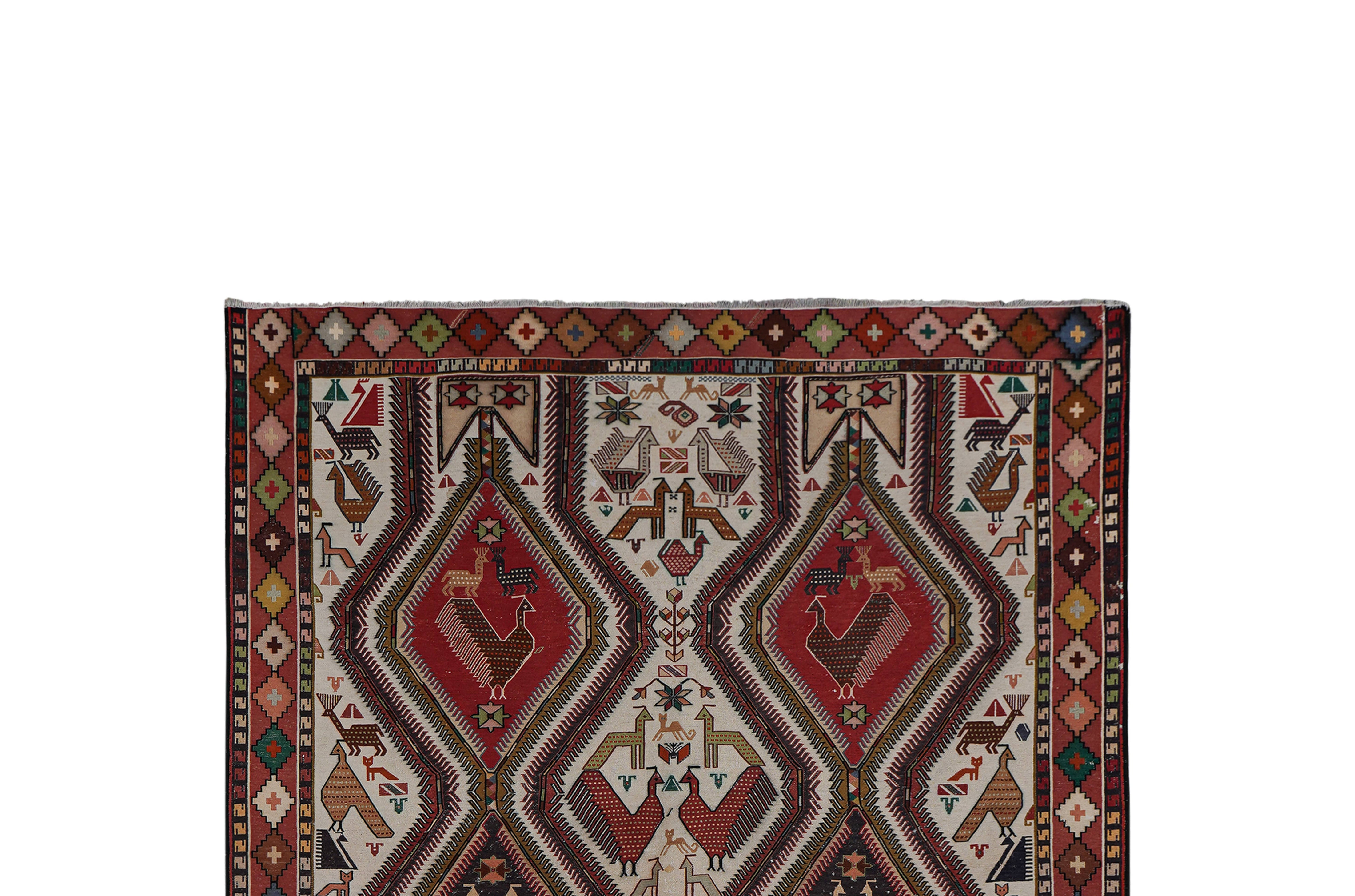 Vintage Turkish Soumac Kilim Rug 6'2'' x 9'5''