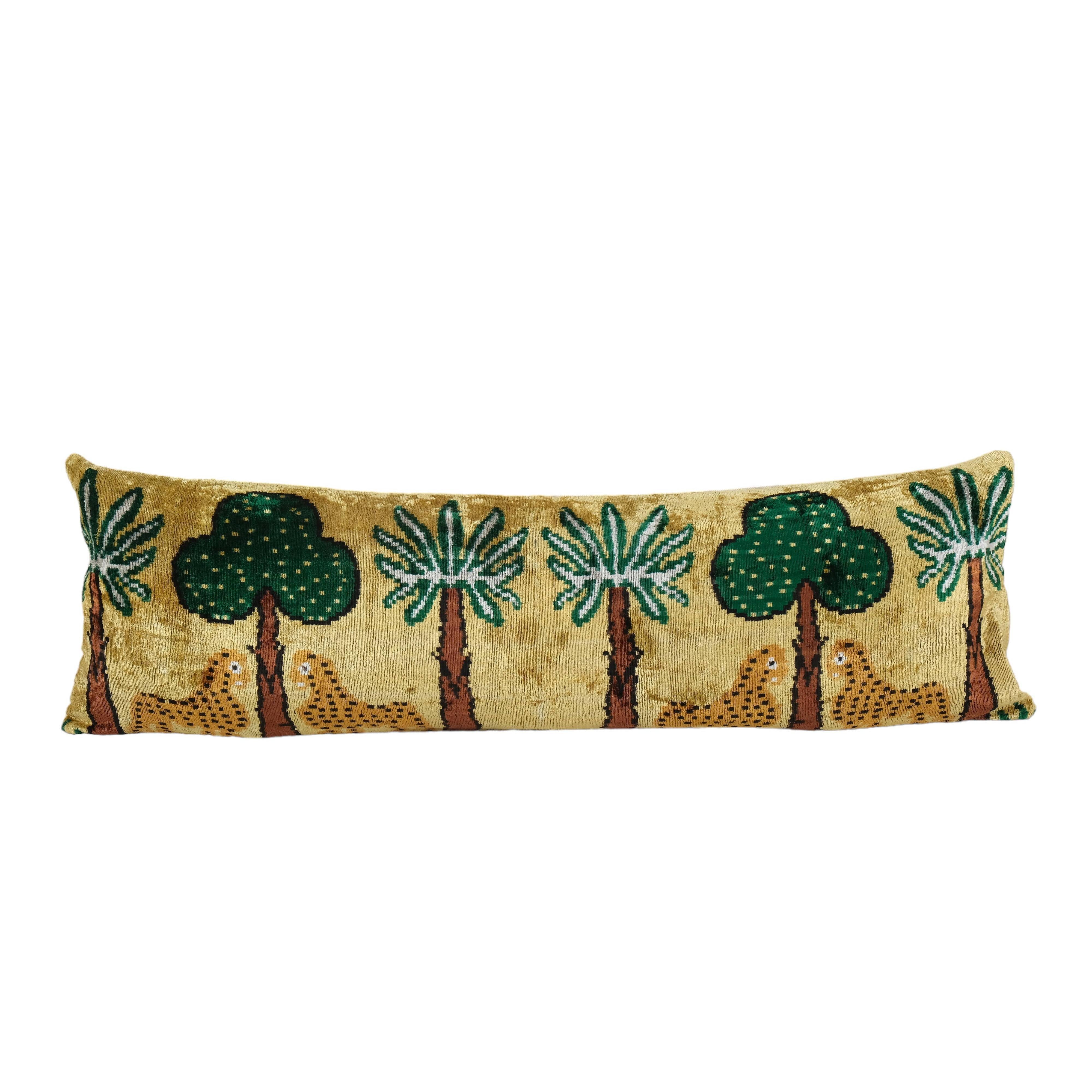 Tiger Silk Ikat Velvet Pillow Cover | 14'' x 48''