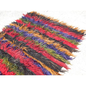Vintage Turkish Shaggy Rug 3'9'' x 5'8''