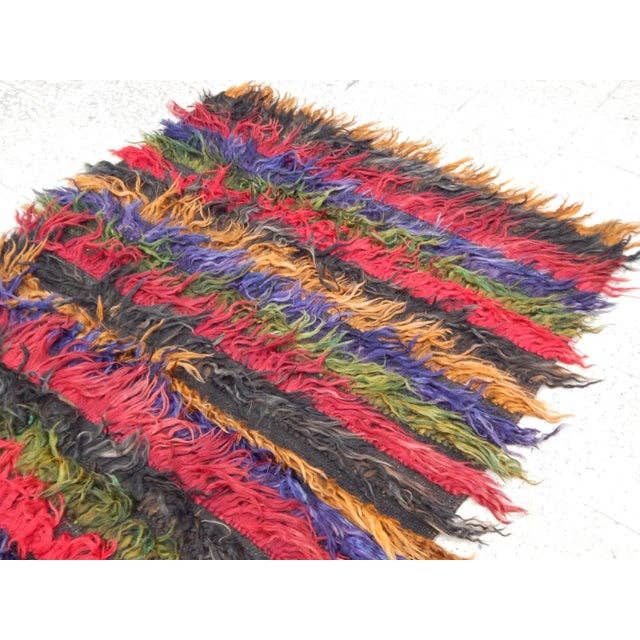Vintage Turkish Shaggy Rug 3'9'' x 5'8''